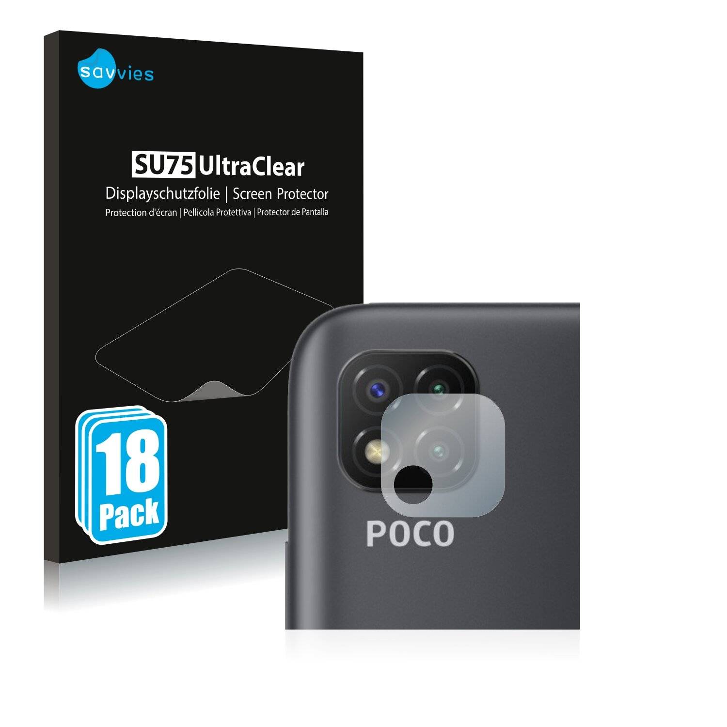 18x Savvies SU75 Displayschutzfolie für Xiaomi Poco C3 (NUR