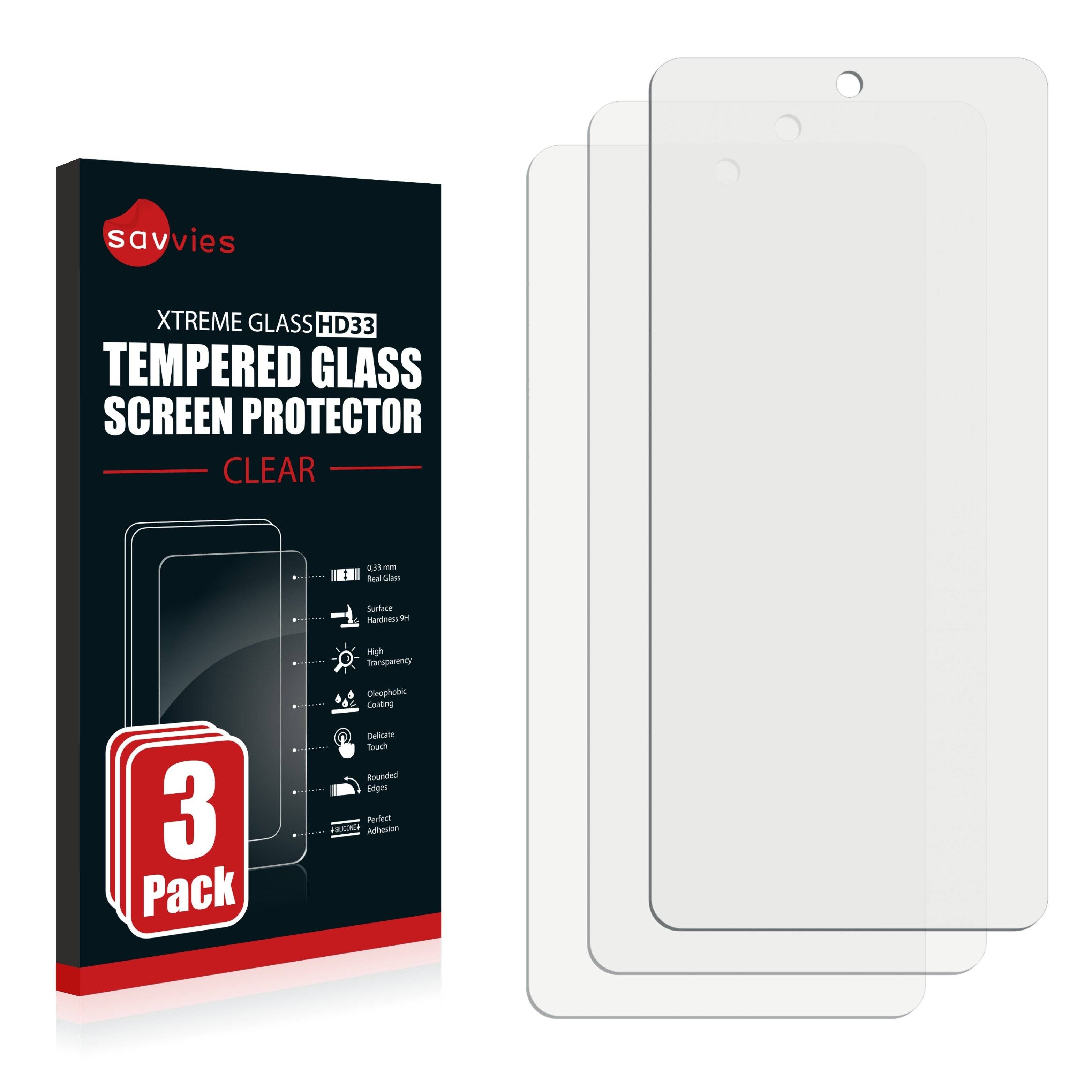 3x Savvies HD33 Clear Schutzglas für Samsung Galaxy A52