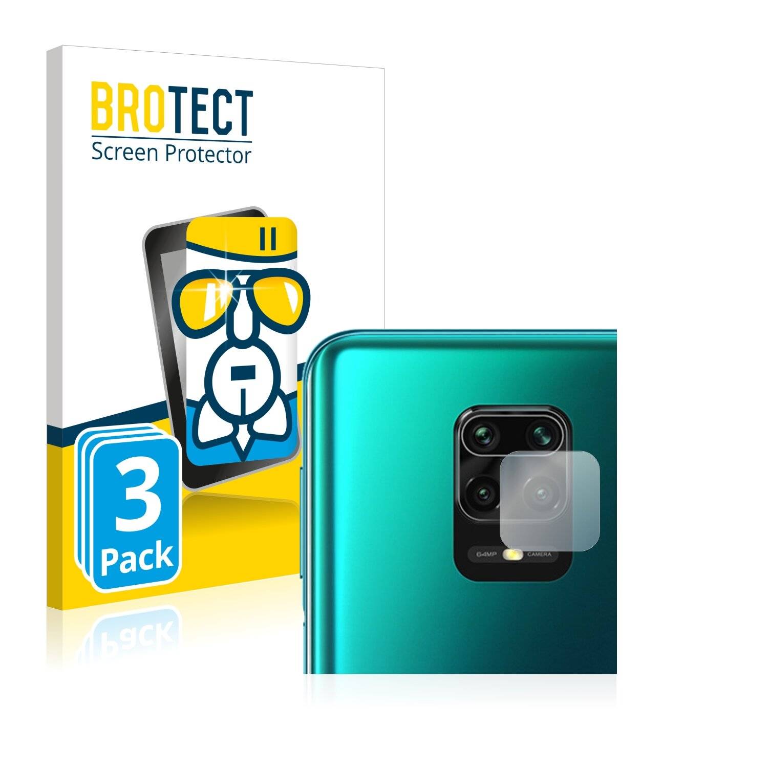 3x BROTECT AirGlass Schutzglas Folie für Xiaomi Redmi Note 9 Pro Max (NUR