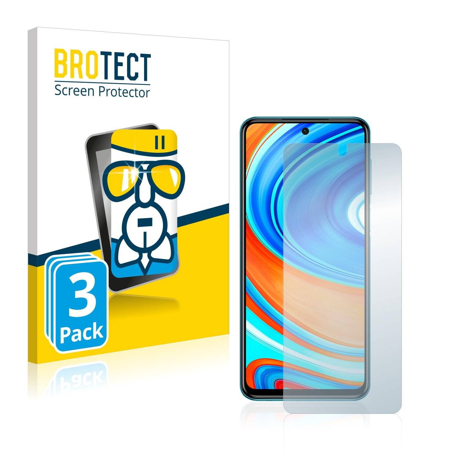 3x BROTECT AirGlass Schutzglas Folie für Xiaomi Redmi Note 9 Pro