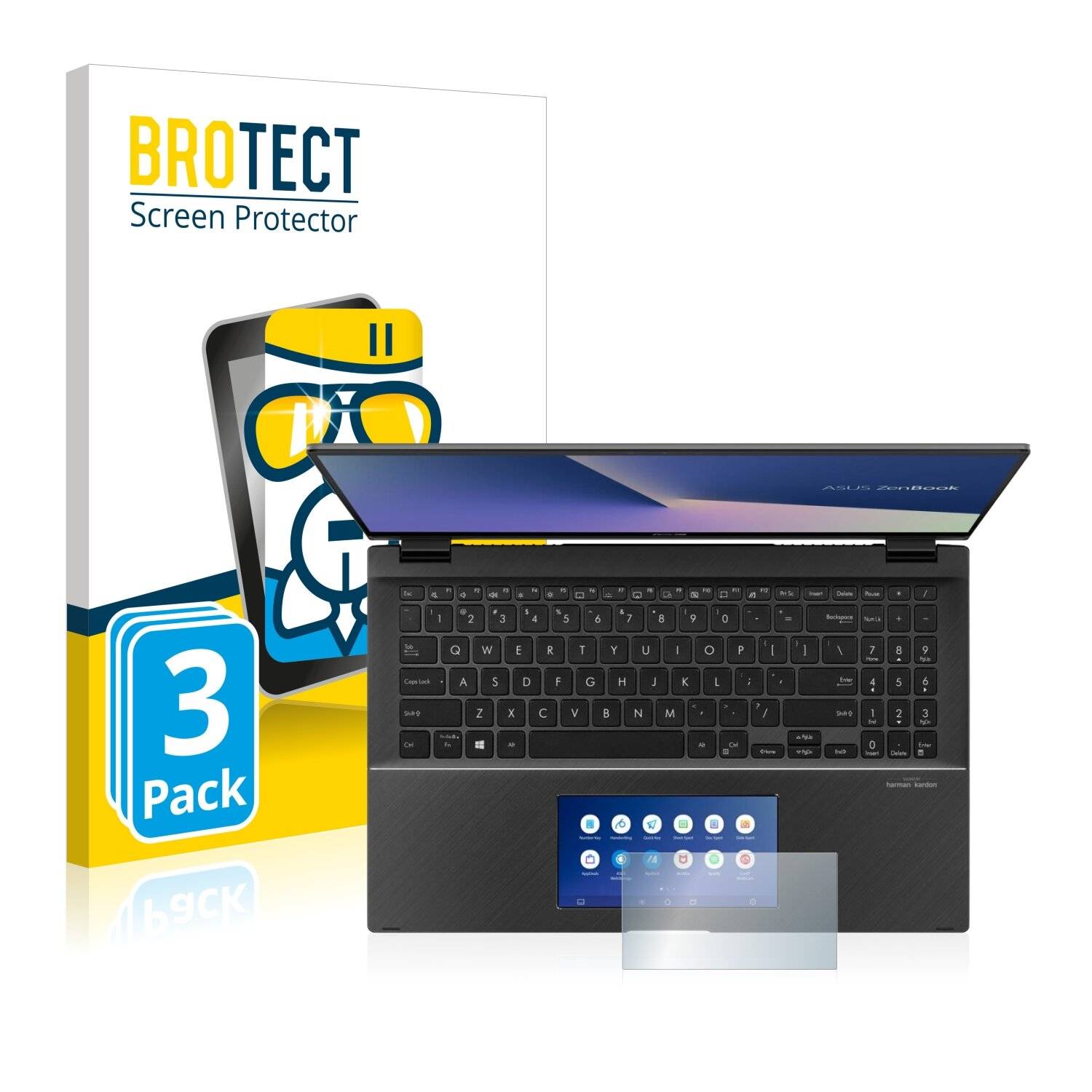 3x BROTECT AirGlass Schutzglas Folie für Asus ZenBook Flip 15 UX563FD (NUR