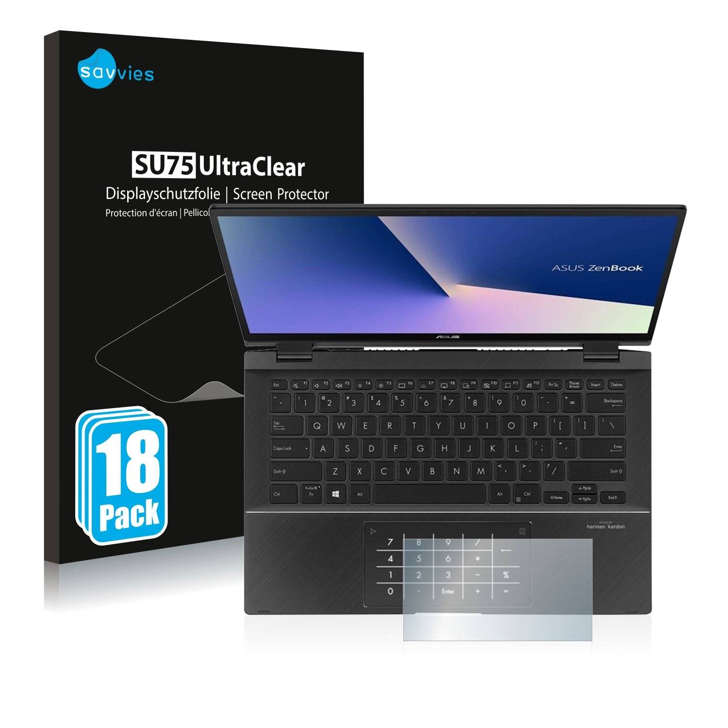 18x Savvies SU75 Displayschutzfolie für Asus ZenBook Flip 14 UX463FA (Touch