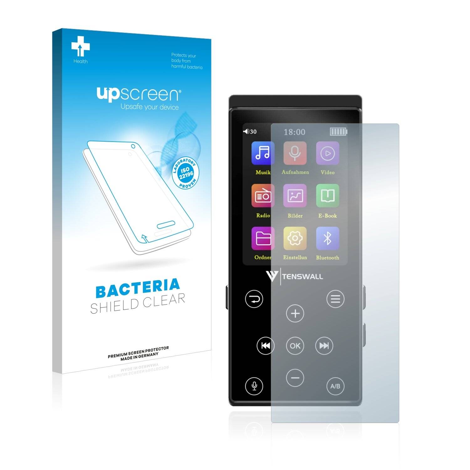 upscreen Bacteria Shield Clear Premium Antibakterielle Displayschutzfolie für Tenswall