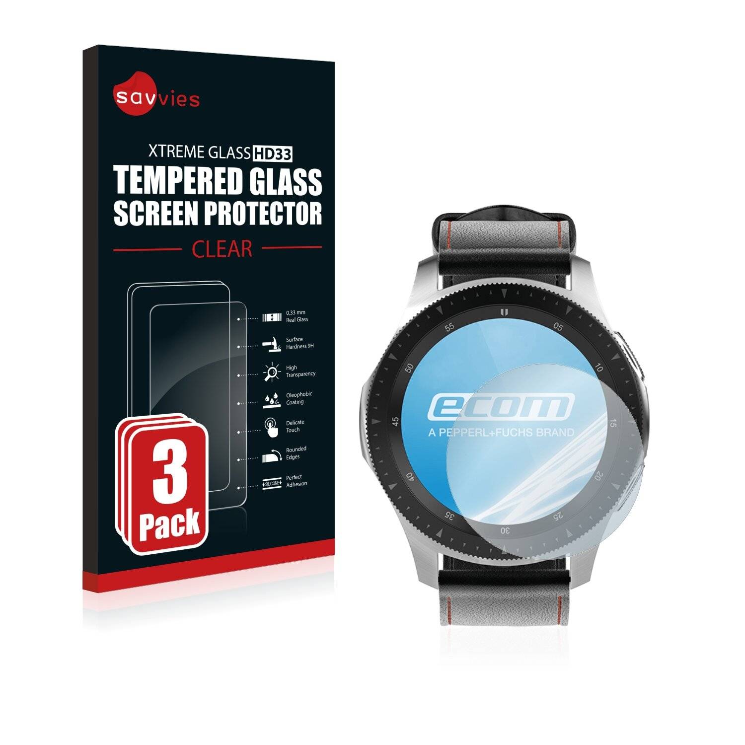 3x Savvies HD33 Clear Schutzglas für Ecom Smart-Ex Watch