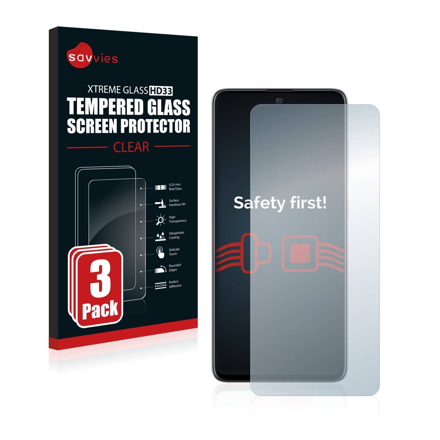 3x Savvies HD33 Clear Schutzglas für Samsung Galaxy A51