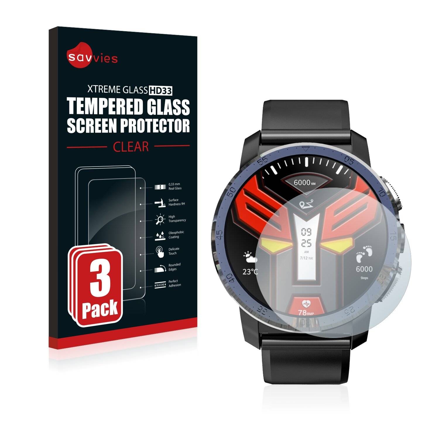 3x Savvies HD33 Clear Schutzglas für Kospet Optimus