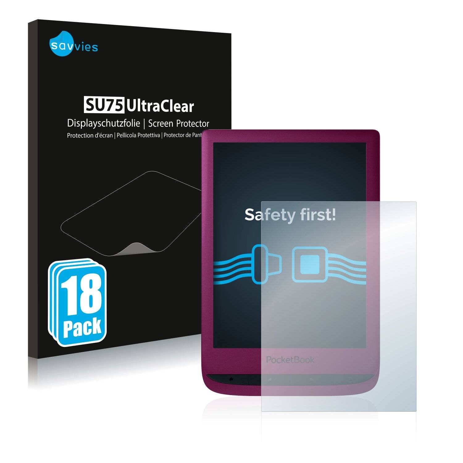 18x Savvies SU75 Displayschutzfolie für PocketBook Touch Lux