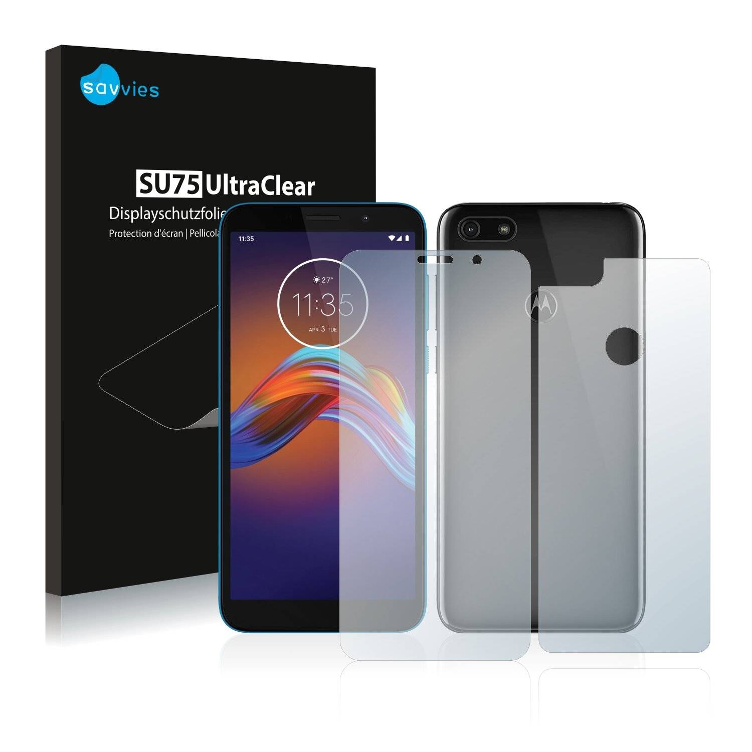 18x Savvies SU75 Displayschutzfolie für Motorola Moto E6 Play (Vorder +