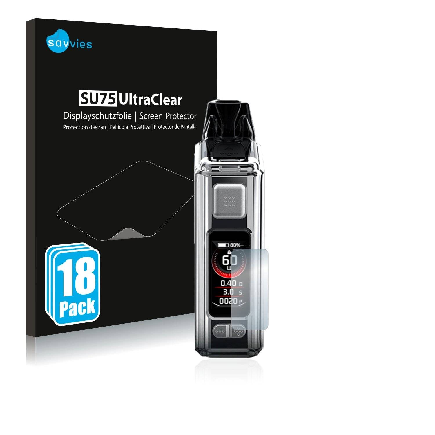 18x Savvies SU75 Displayschutzfolie für Joyetech