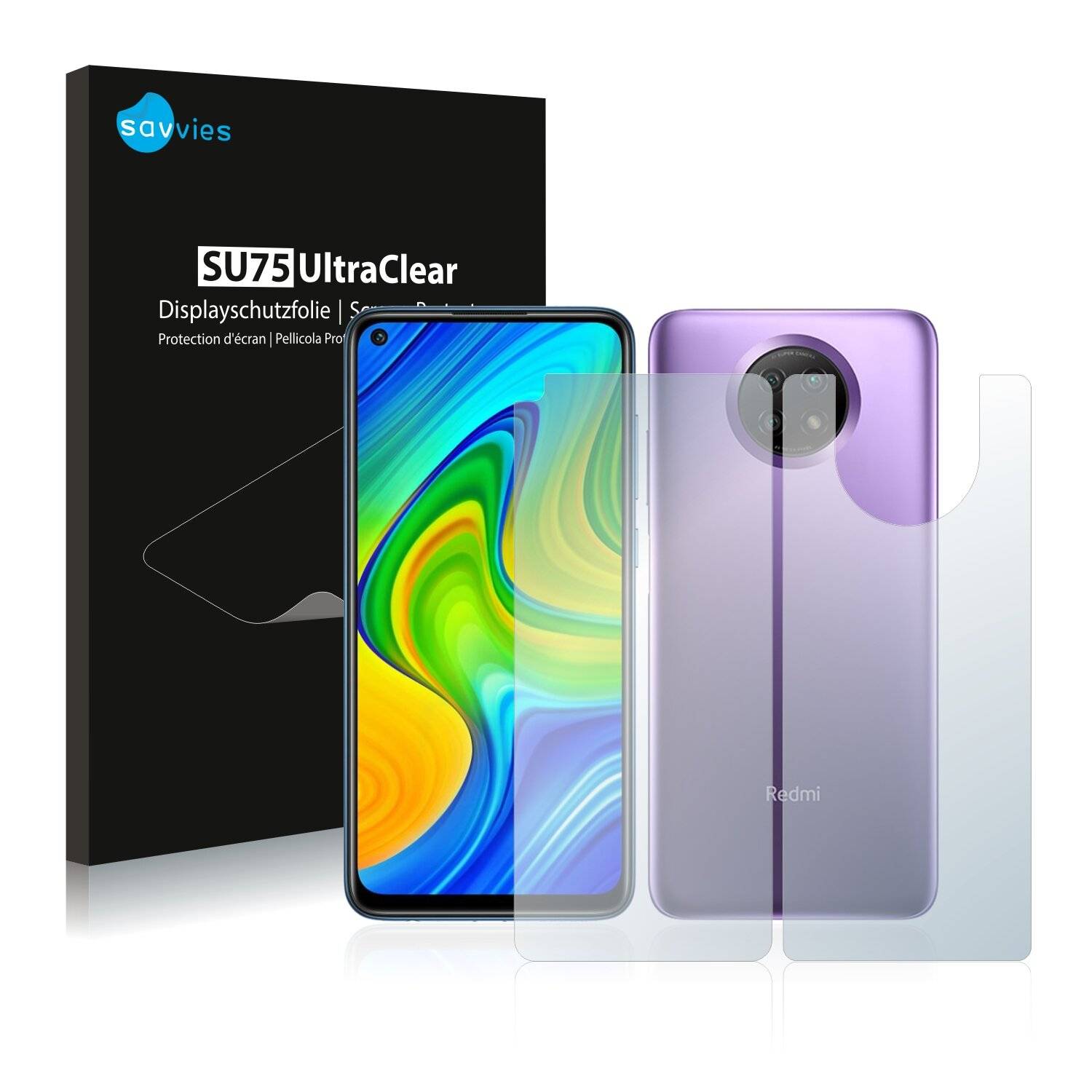 18x Savvies SU75 Displayschutzfolie für Xiaomi Redmi Note 9 5G (Vorder +