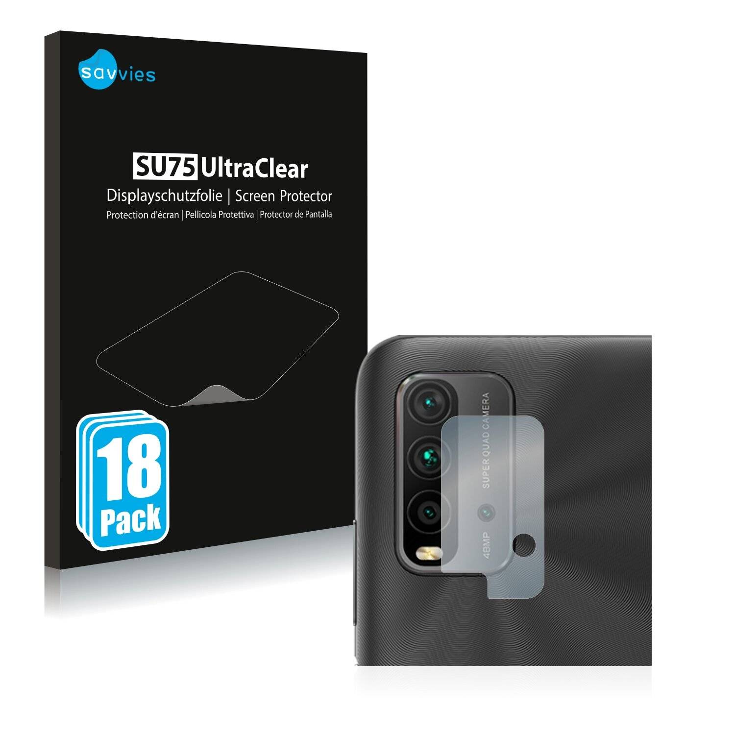 18x Savvies SU75 Displayschutzfolie für Xiaomi Redmi 9 Power (NUR