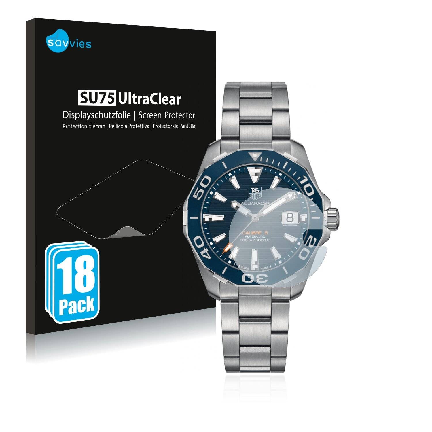 18x Savvies SU75 Displayschutzfolie für TAG Heuer Carrera (43
