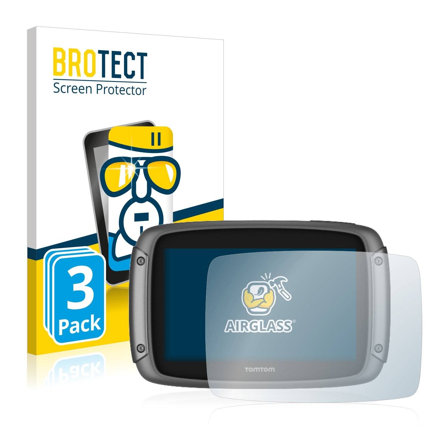 3x BROTECT AirGlass Schutzglas Folie für TomTom Rider