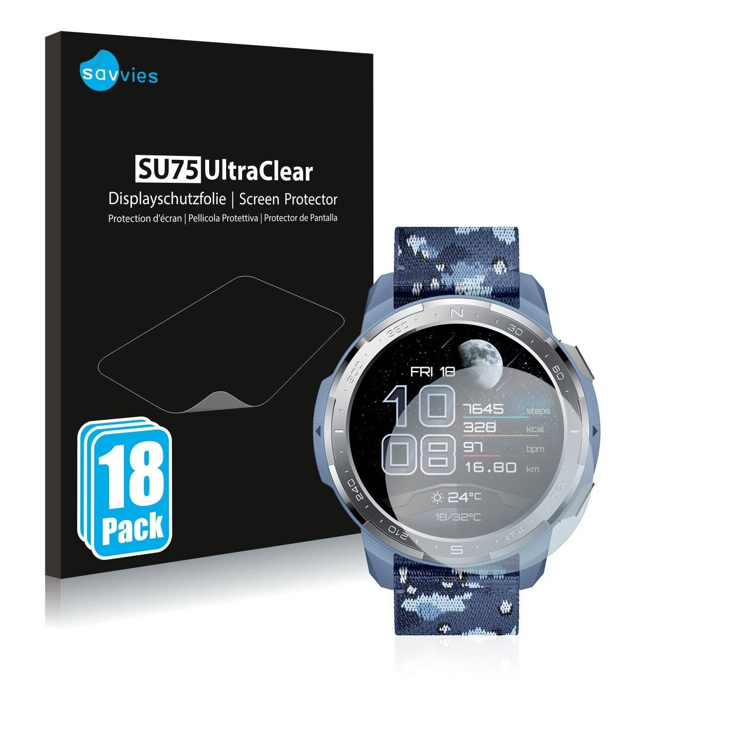 18x Savvies SU75 Displayschutzfolie für Honor Watch GS