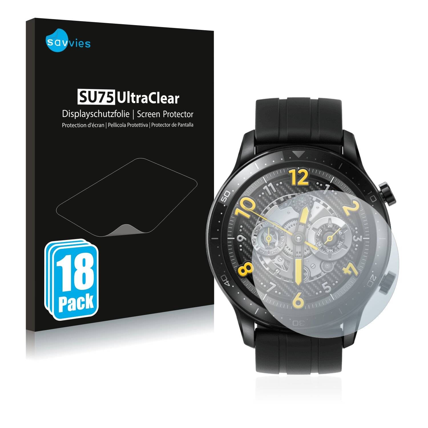 18x Savvies SU75 Displayschutzfolie für Realme Watch S