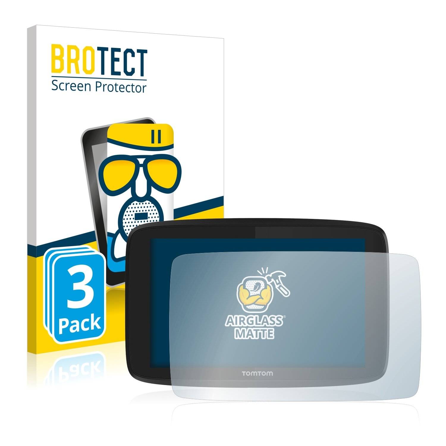 3x BROTECT AirGlass Matte Schutzglas Folie für TomTom Go Professional