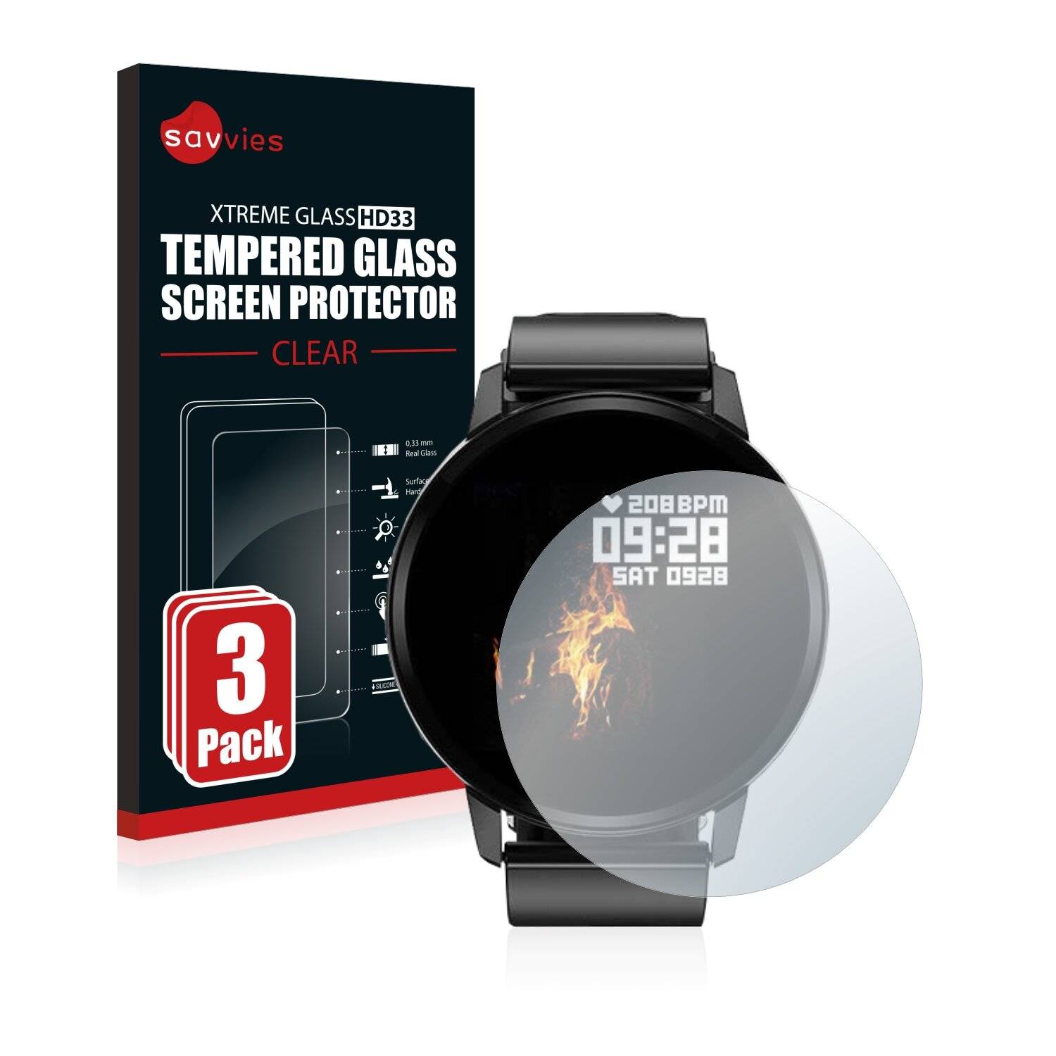 3x Savvies HD33 Clear Schutzglas für Gokoo