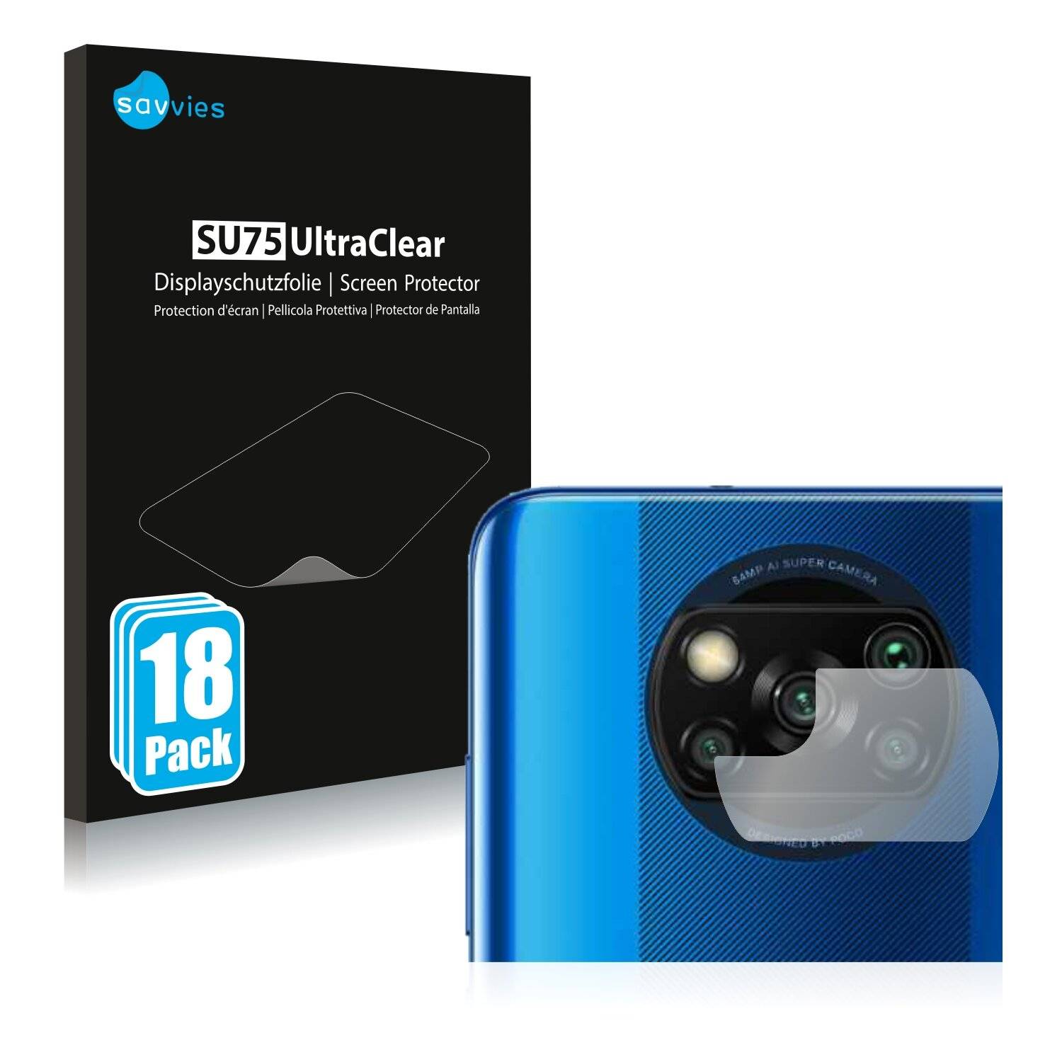 18x Savvies SU75 Displayschutzfolie für Xiaomi Poco X3 NFC (NUR