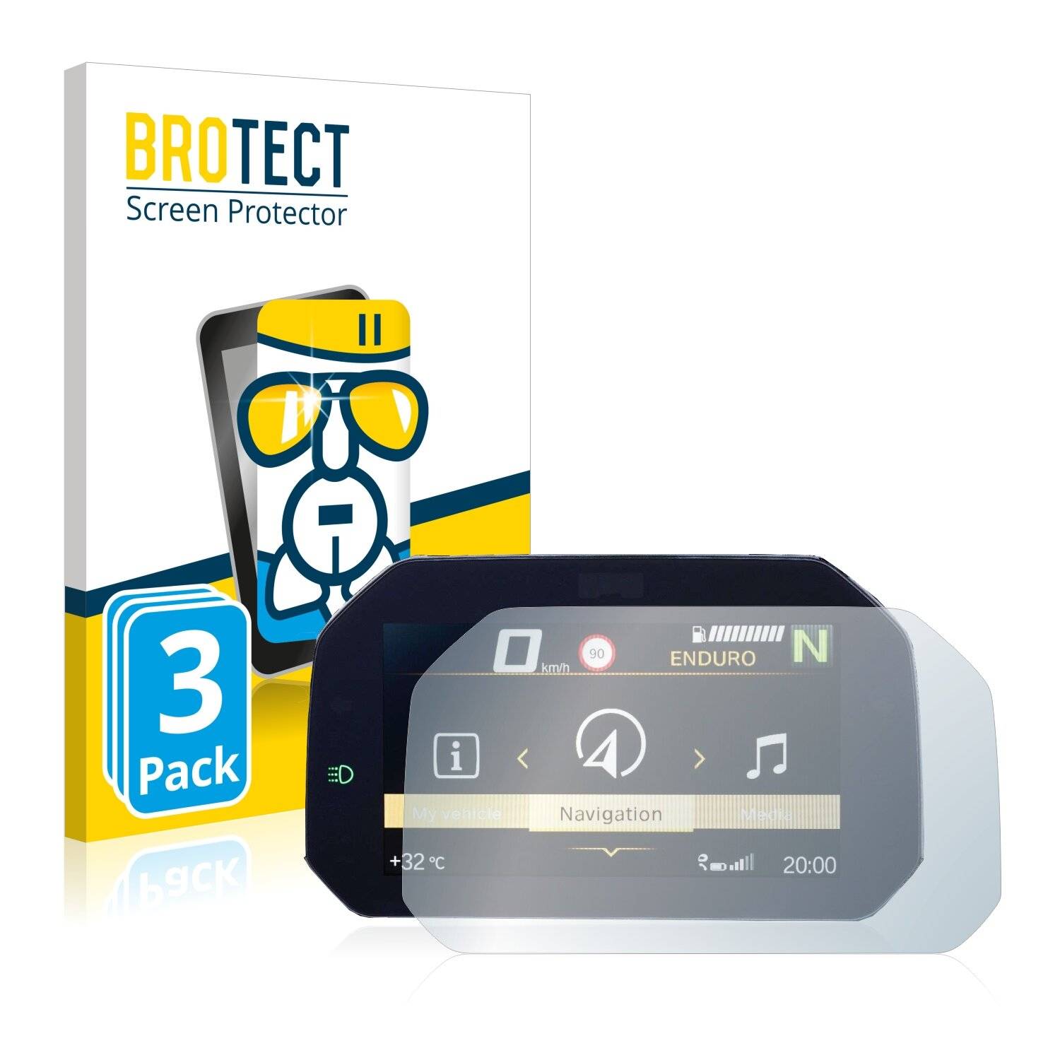 3x BROTECT AirGlass Schutzglas Folie für BMW F 900 R 2019 Connectivity TFT