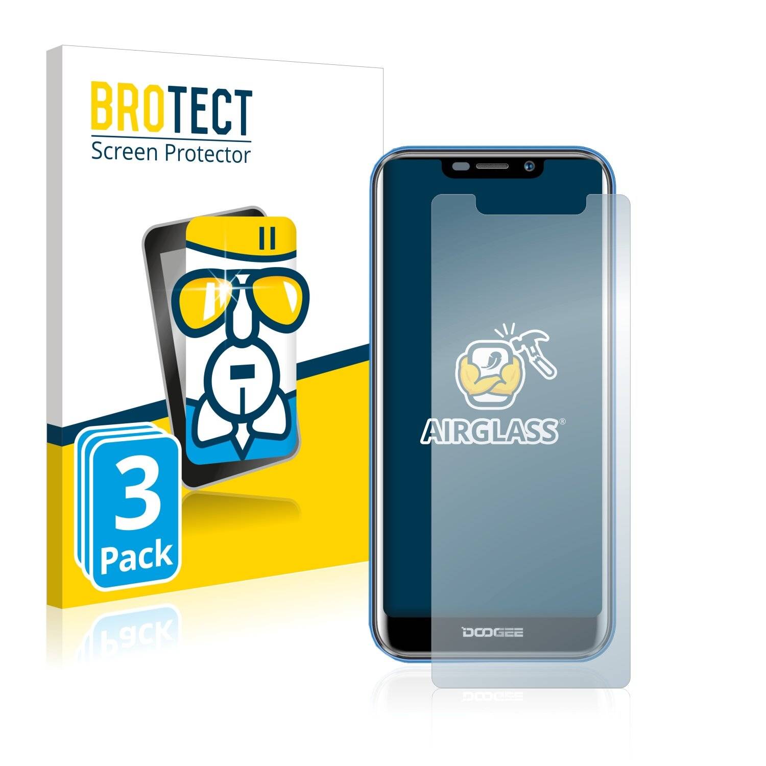 3x BROTECT AirGlass Schutzglas Folie für Doogee