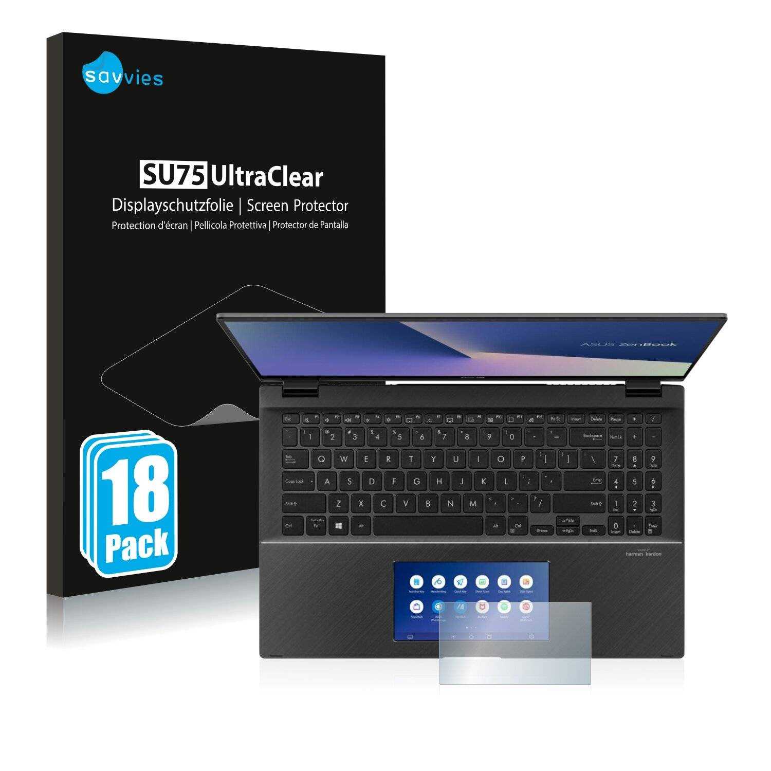 18x Savvies SU75 Displayschutzfolie für Asus ZenBook Flip 15 UX563FD (NUR