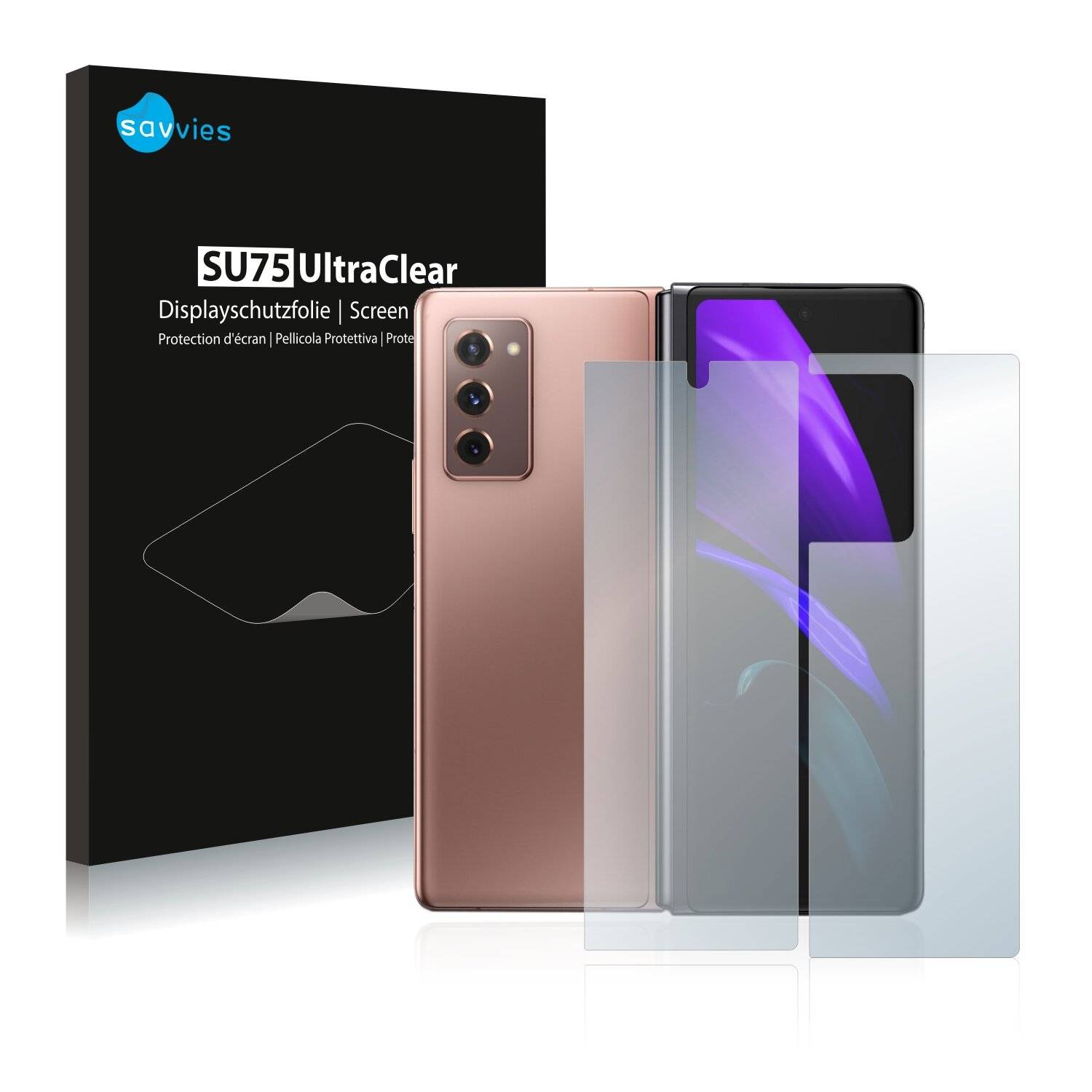 18x Savvies SU75 Displayschutzfolie für Samsung Galaxy Z Fold 2 5G (Vorder +