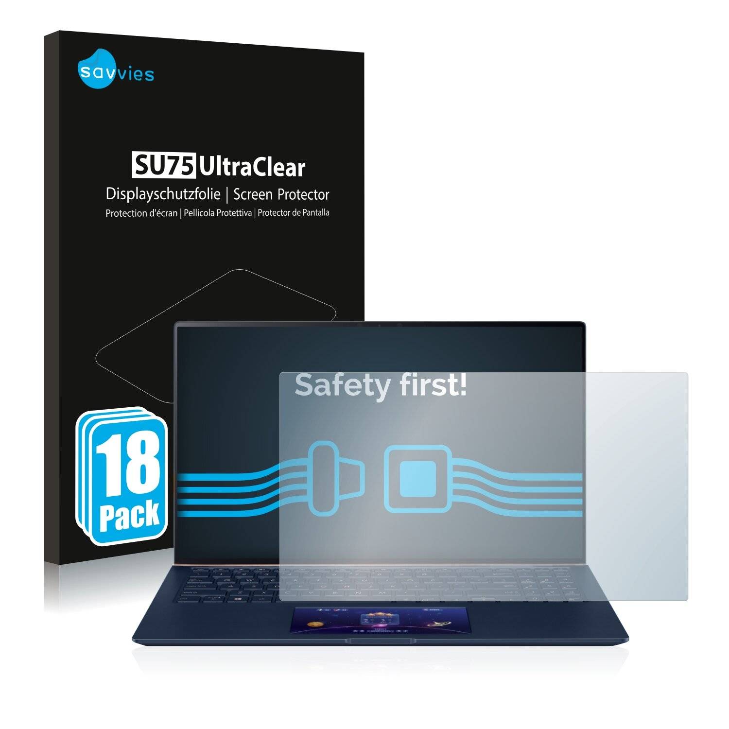 18x Savvies SU75 Displayschutzfolie für Asus ZenBook 15 UX534FT (NUR Touch