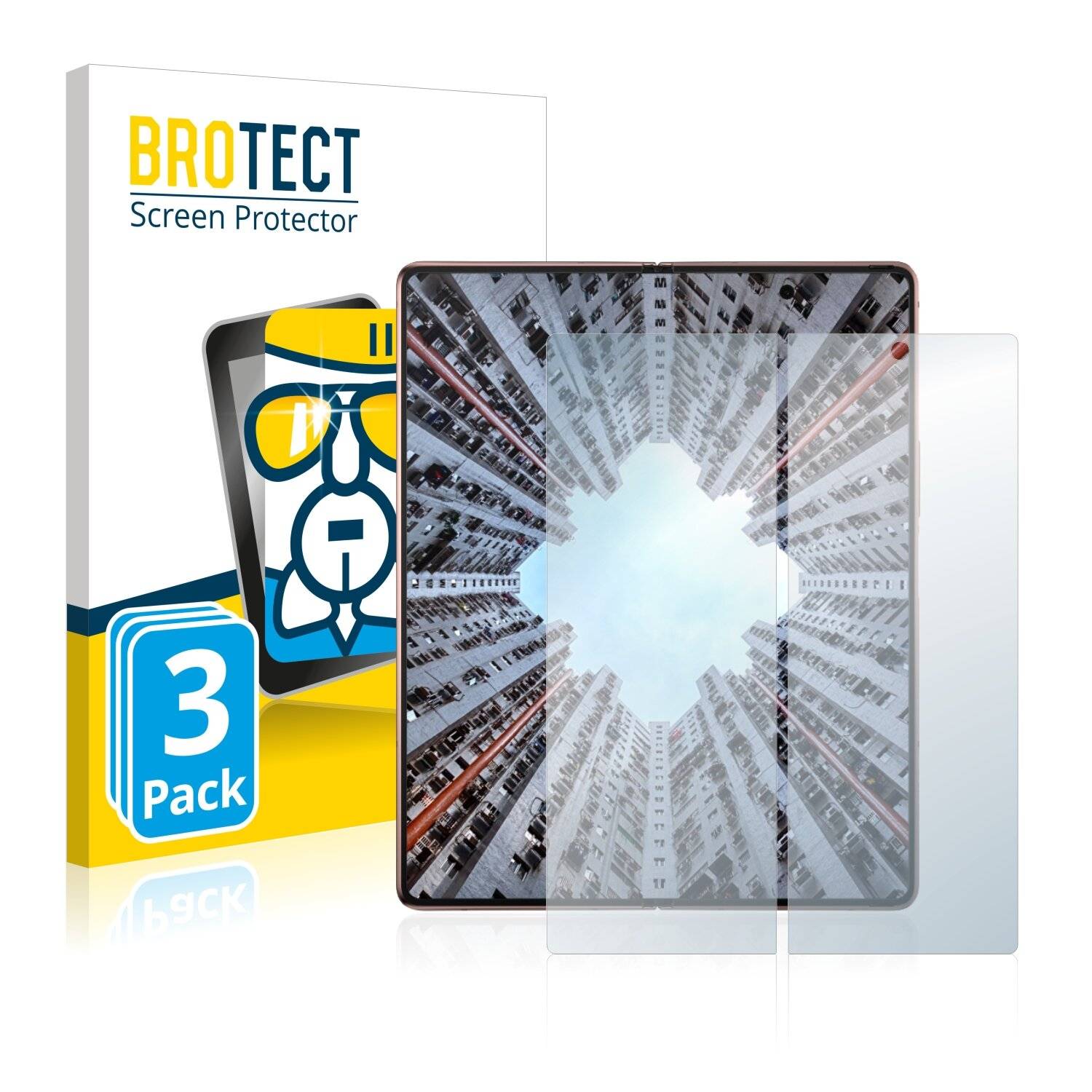 3x BROTECT AirGlass Schutzglas Folie für Samsung Galaxy Z Fold 2 5G (Inneres