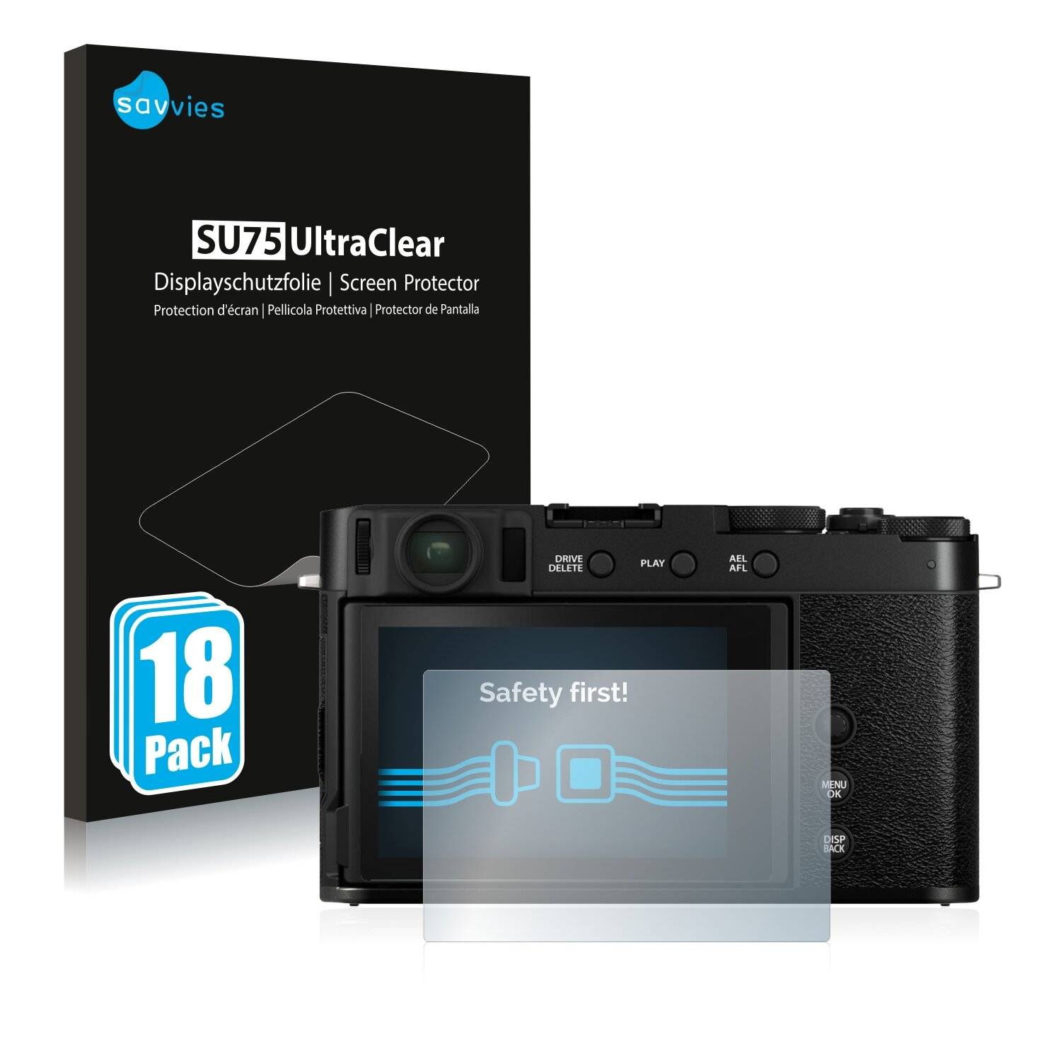 18x Savvies SU75 Displayschutzfolie für Fujifilm