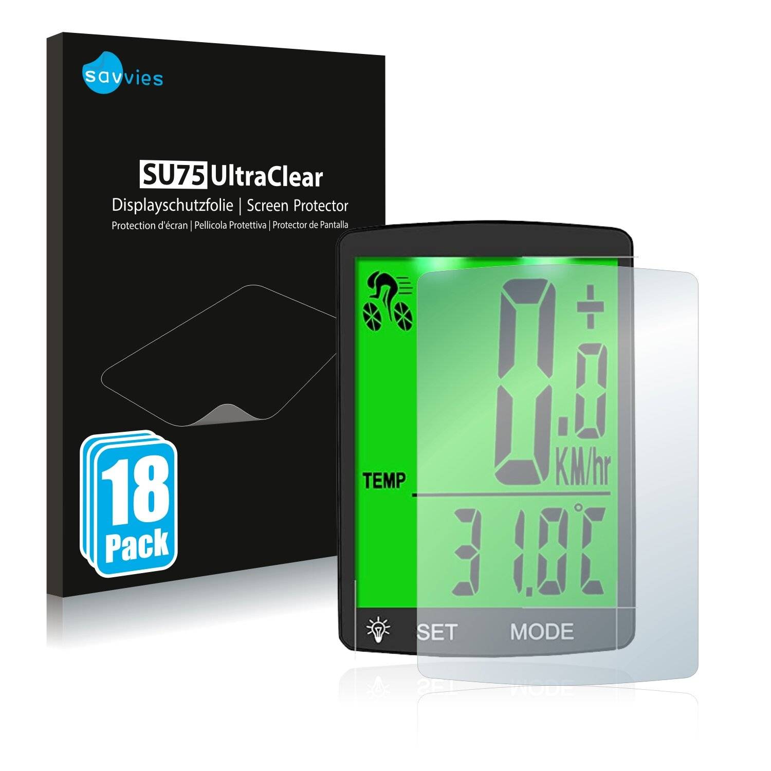 18x Savvies SU75 Displayschutzfolie für Montop Bike