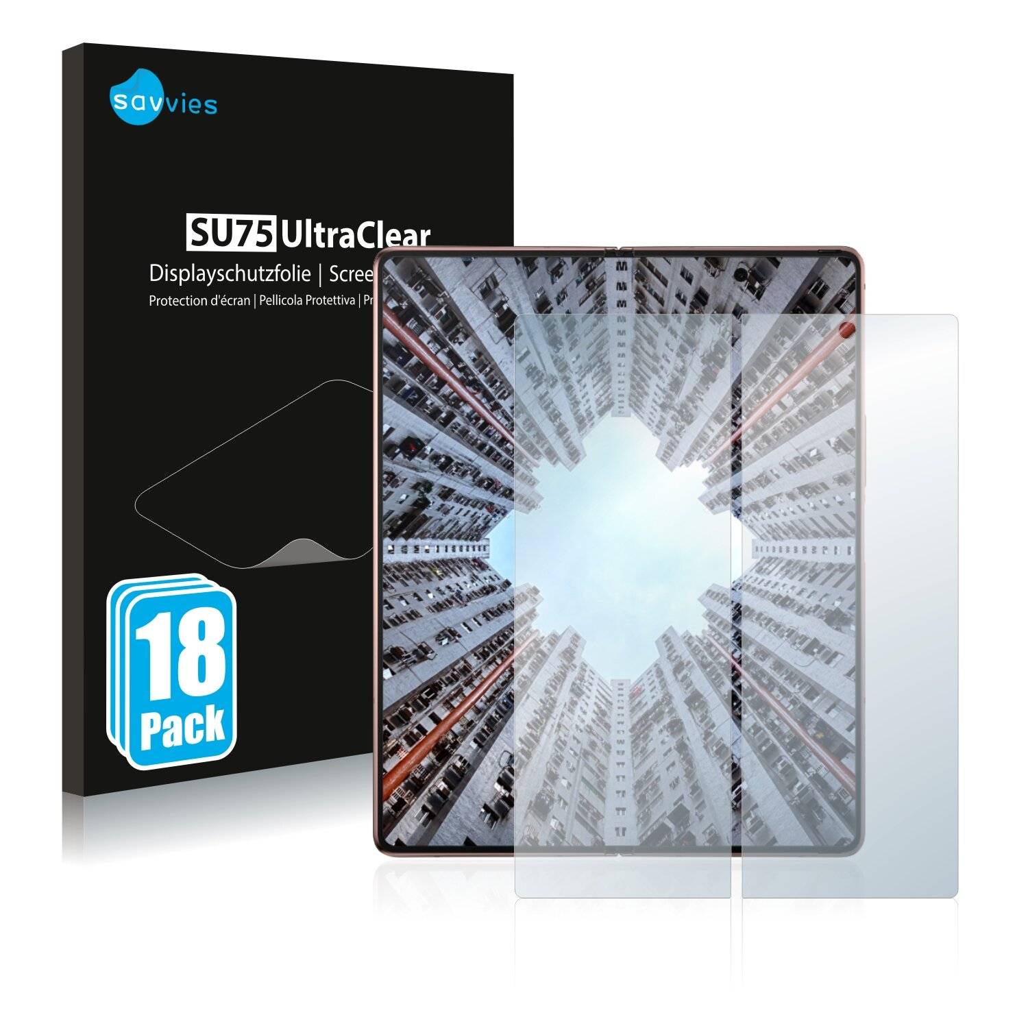 18x Savvies SU75 Displayschutzfolie für Samsung Galaxy Z Fold 2 5G (Inneres
