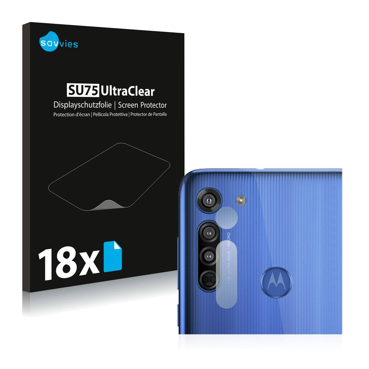 18x Savvies SU75 Displayschutzfolie für Motorola Moto G8 (NUR