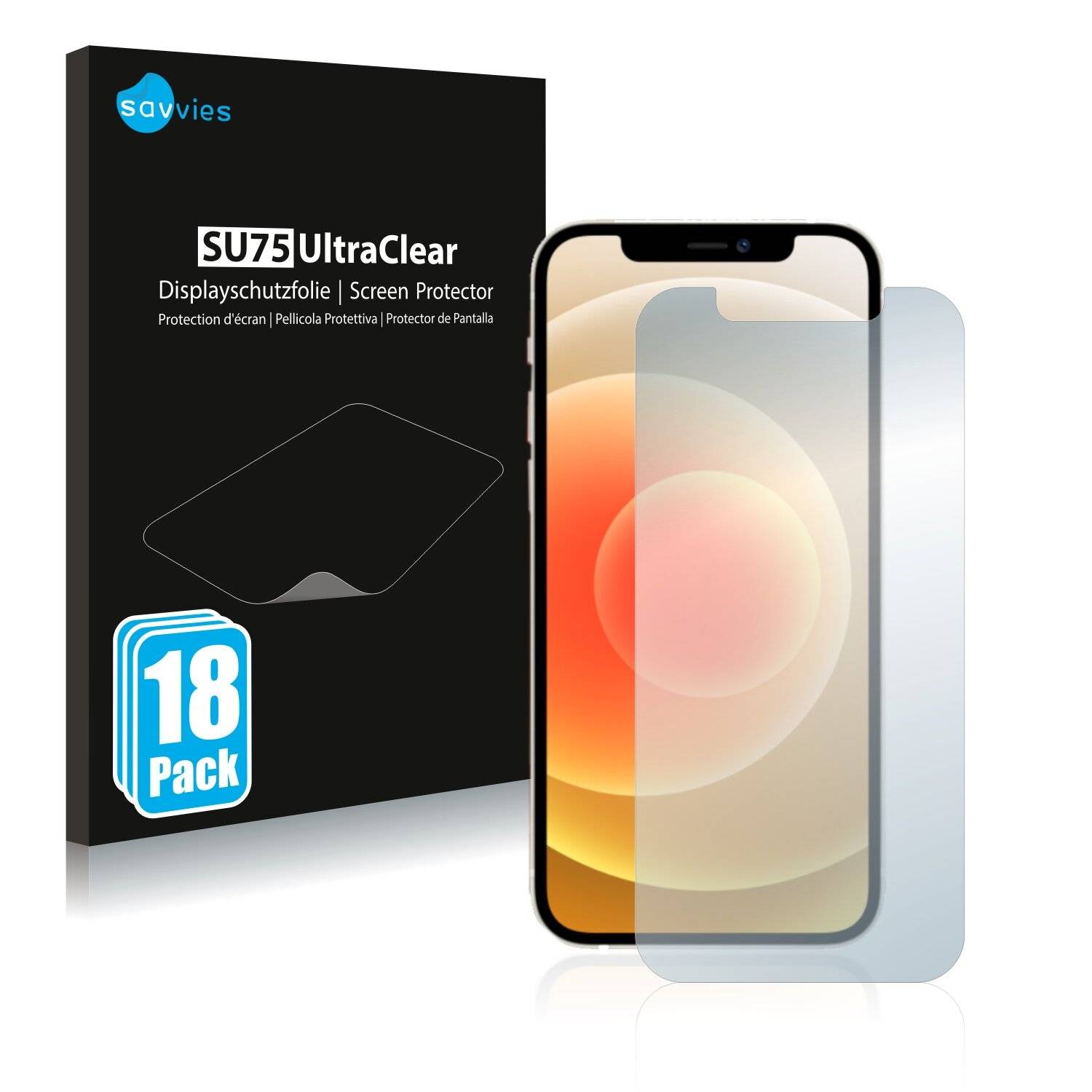 18x Savvies SU75 Displayschutzfolie für Apple iPhone