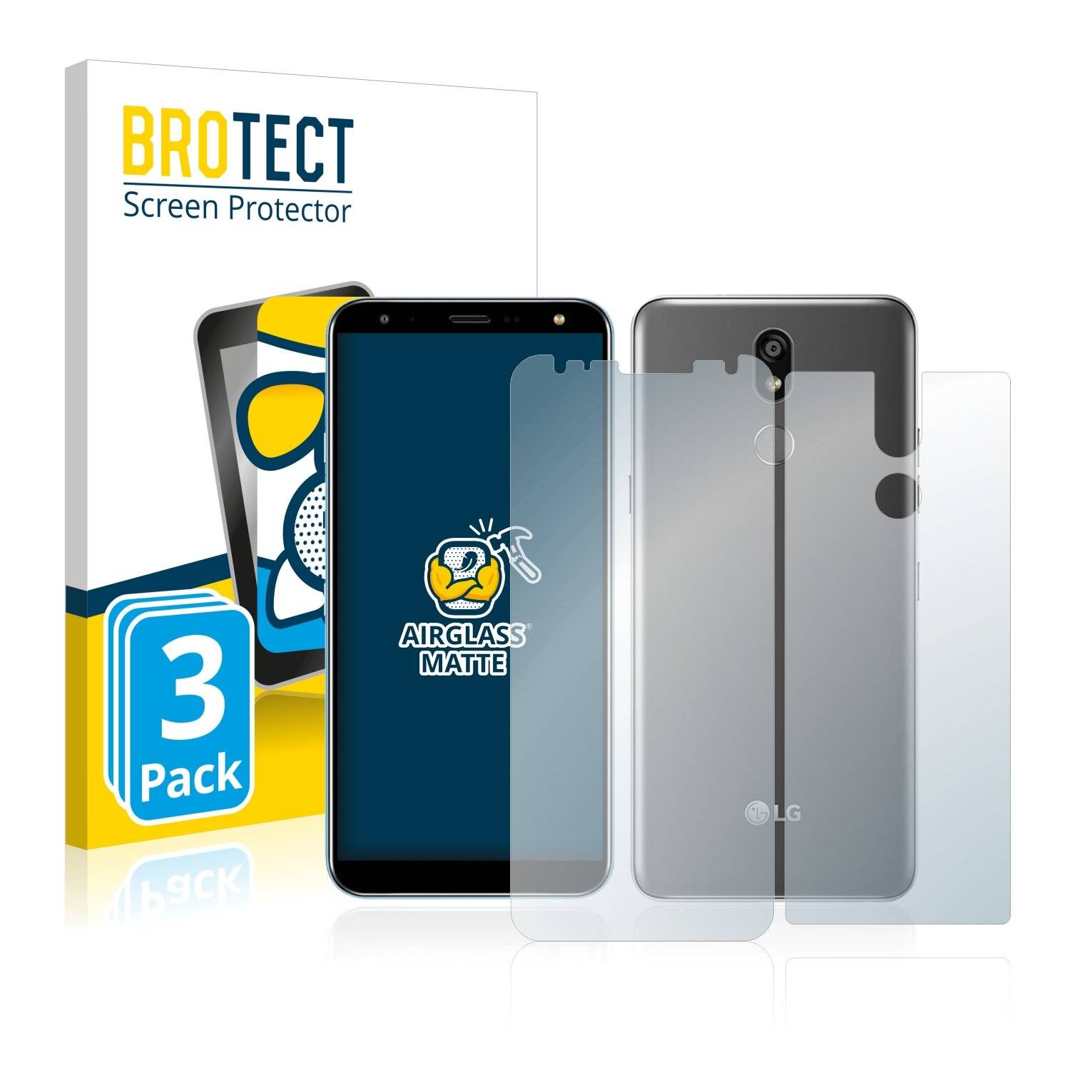 3x BROTECT AirGlass Matte Schutzglas Folie für LG K40 (Vorder +