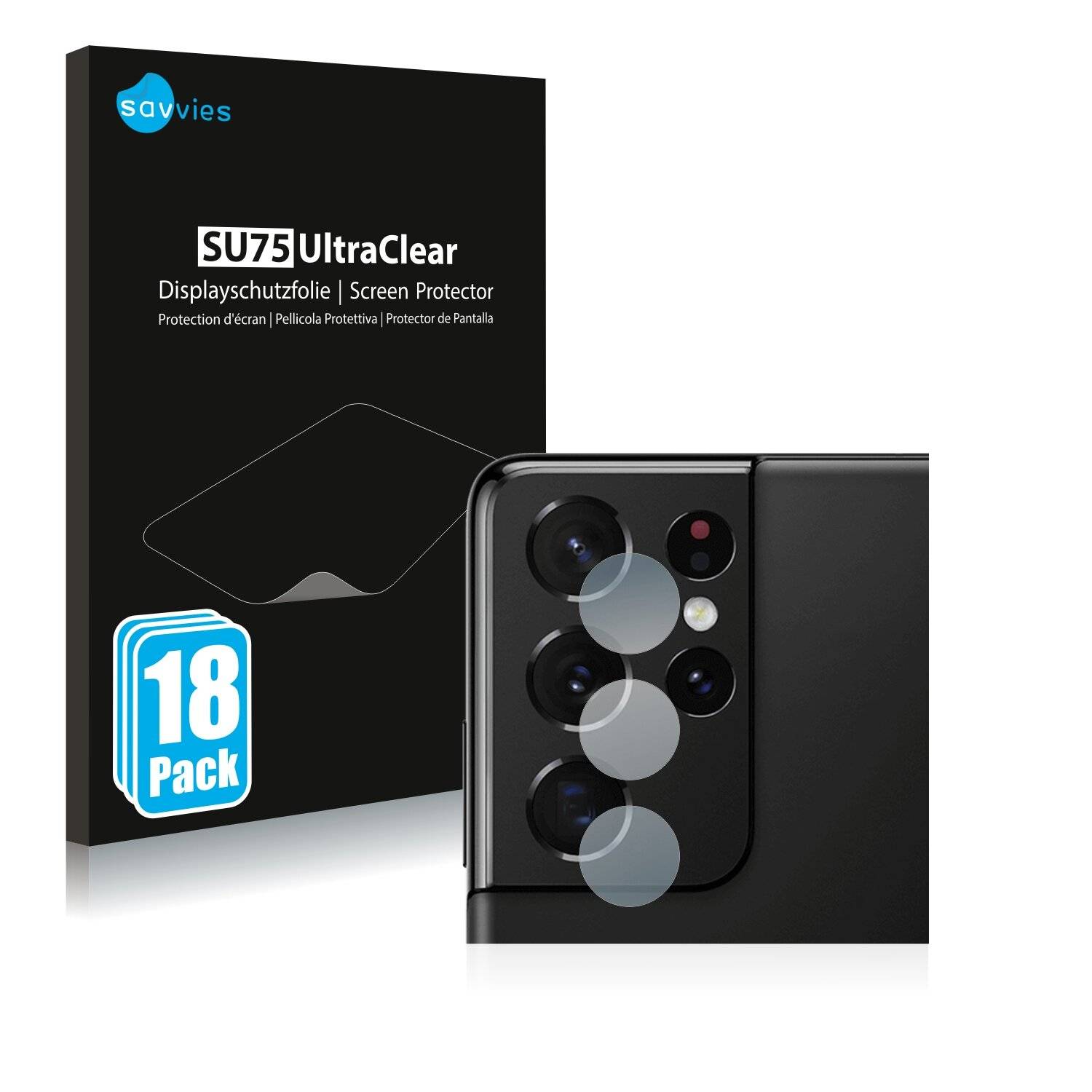 18x Savvies SU75 Displayschutzfolie für Samsung Galaxy S21 Ultra 5G (NUR