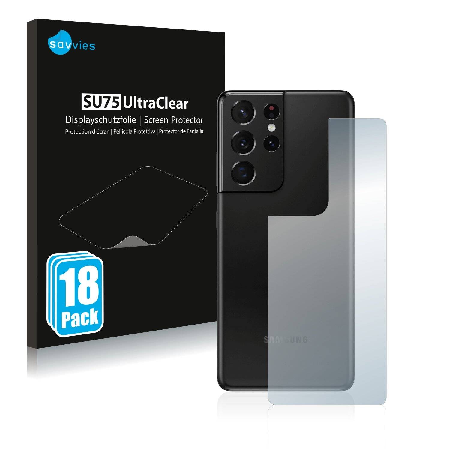 18x Savvies SU75 Displayschutzfolie für Samsung Galaxy S21 Ultra 5G