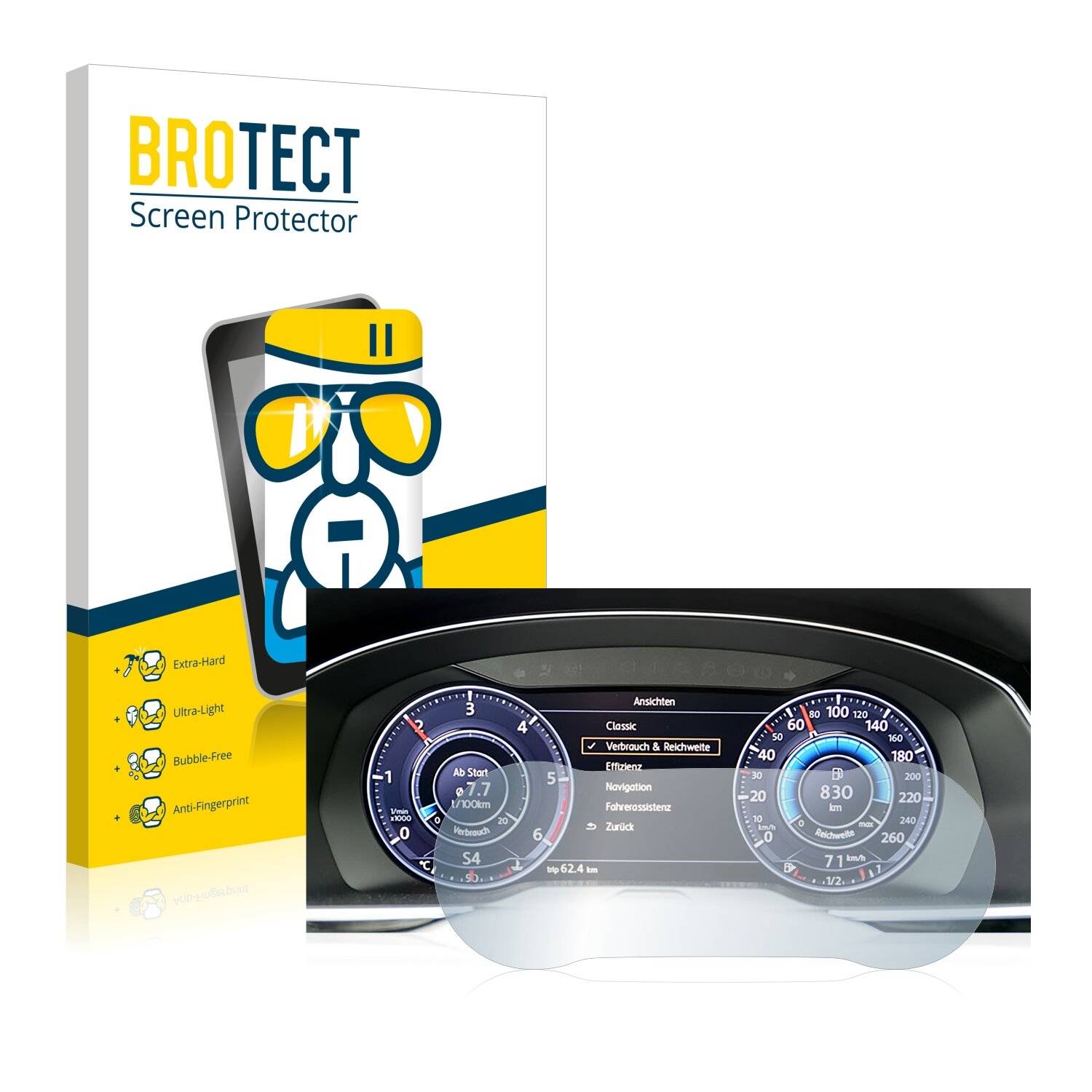 BROTECT AirGlass Schutzglas Folie für Volkswagen Golf 7 Variant 2018 Active Info Chockpit