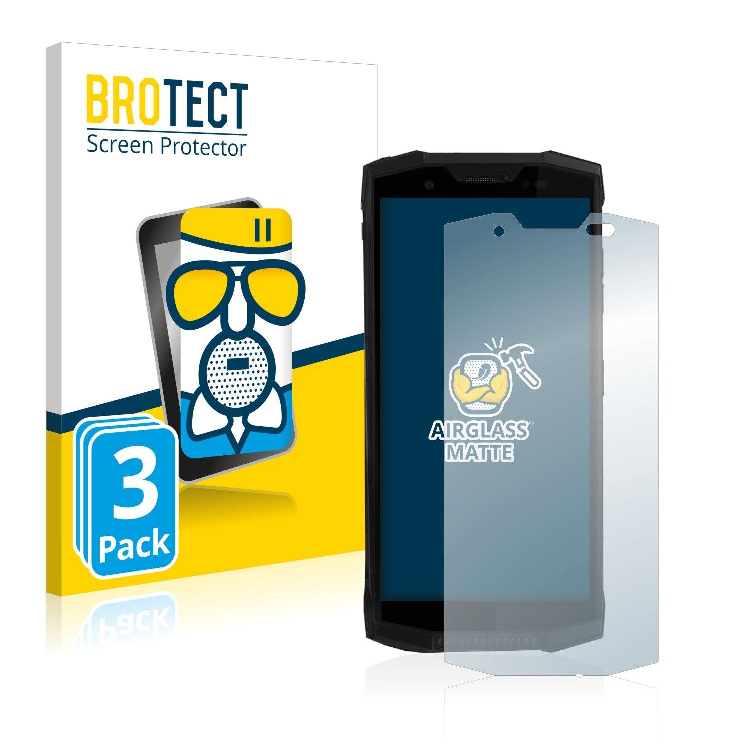 3x BROTECT AirGlass Matte Schutzglas Folie für Doogee S80