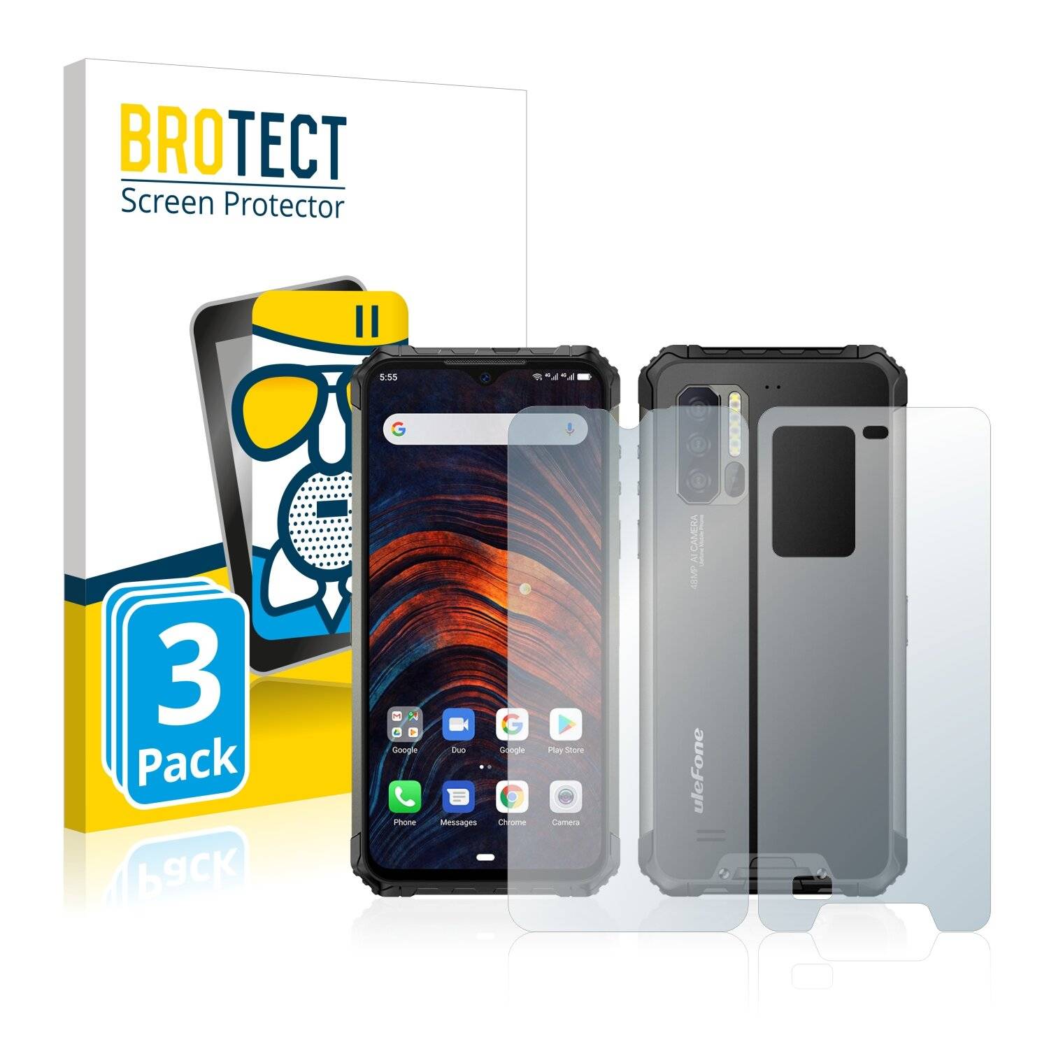 3x BROTECT AirGlass Matte Schutzglas Folie für Ulefone Armor 7 (Vorder +