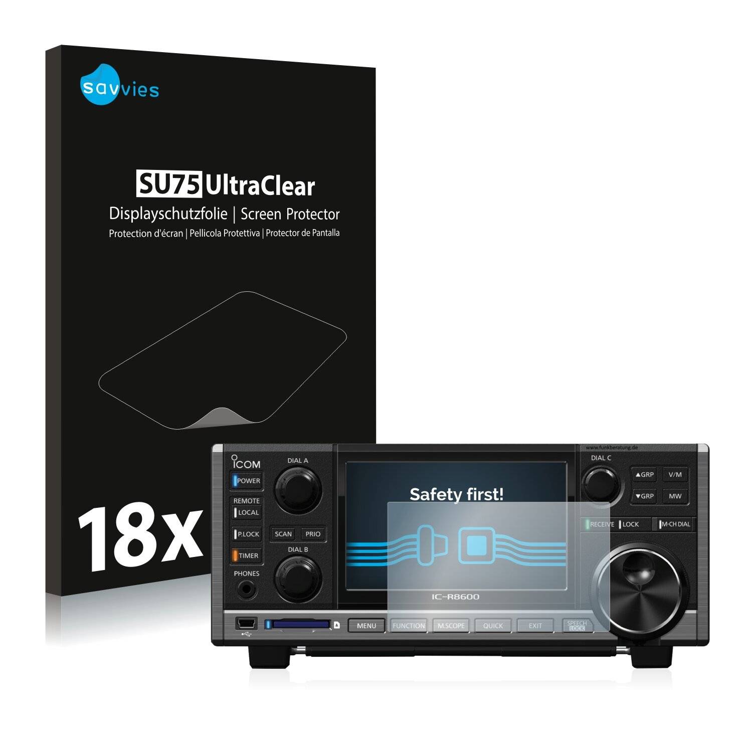 18x Savvies SU75 Displayschutzfolie für Icom