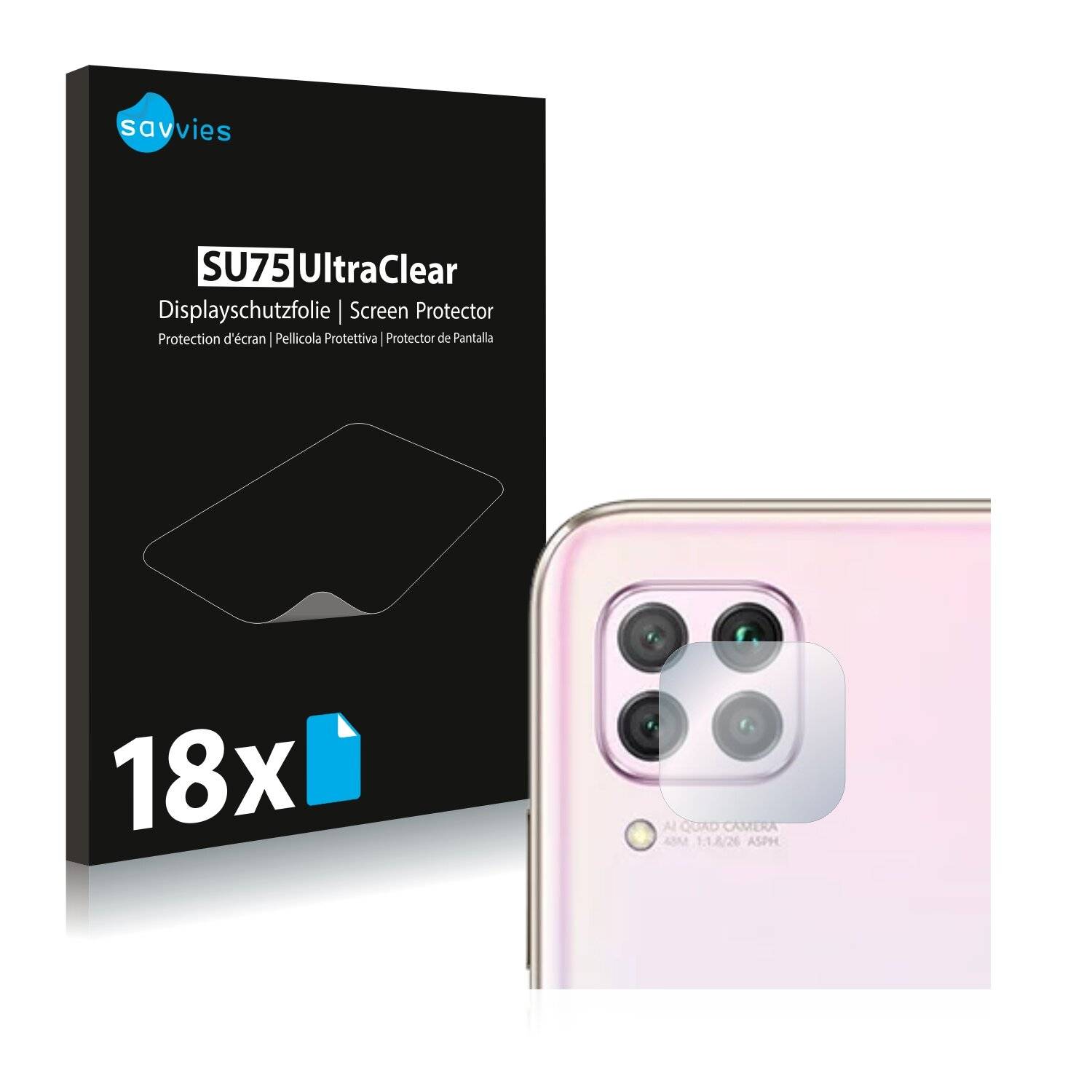 18x Savvies SU75 Displayschutzfolie für Huawei P40 lite (NUR