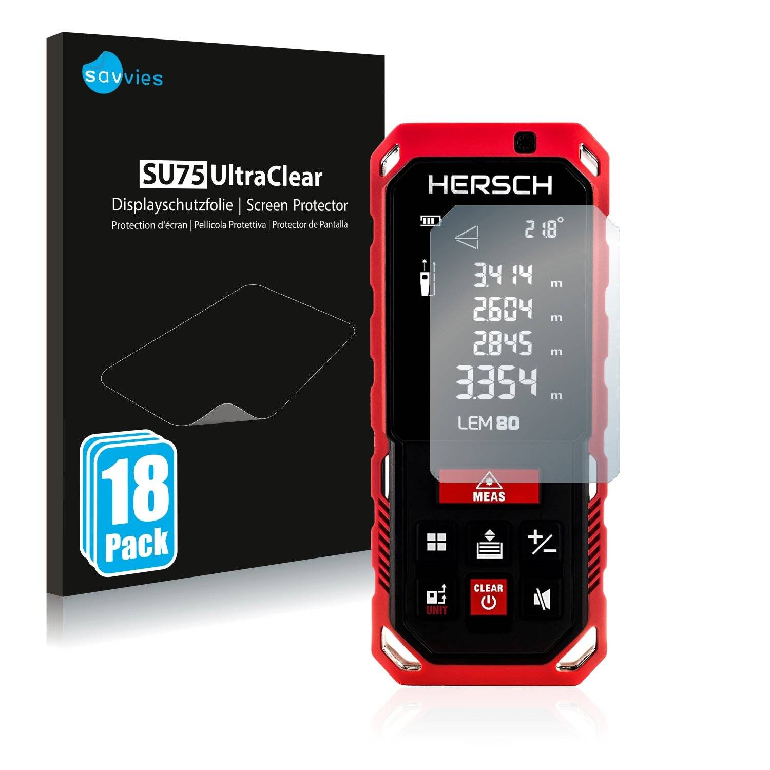 18x Savvies SU75 Displayschutzfolie für Hersch LEM