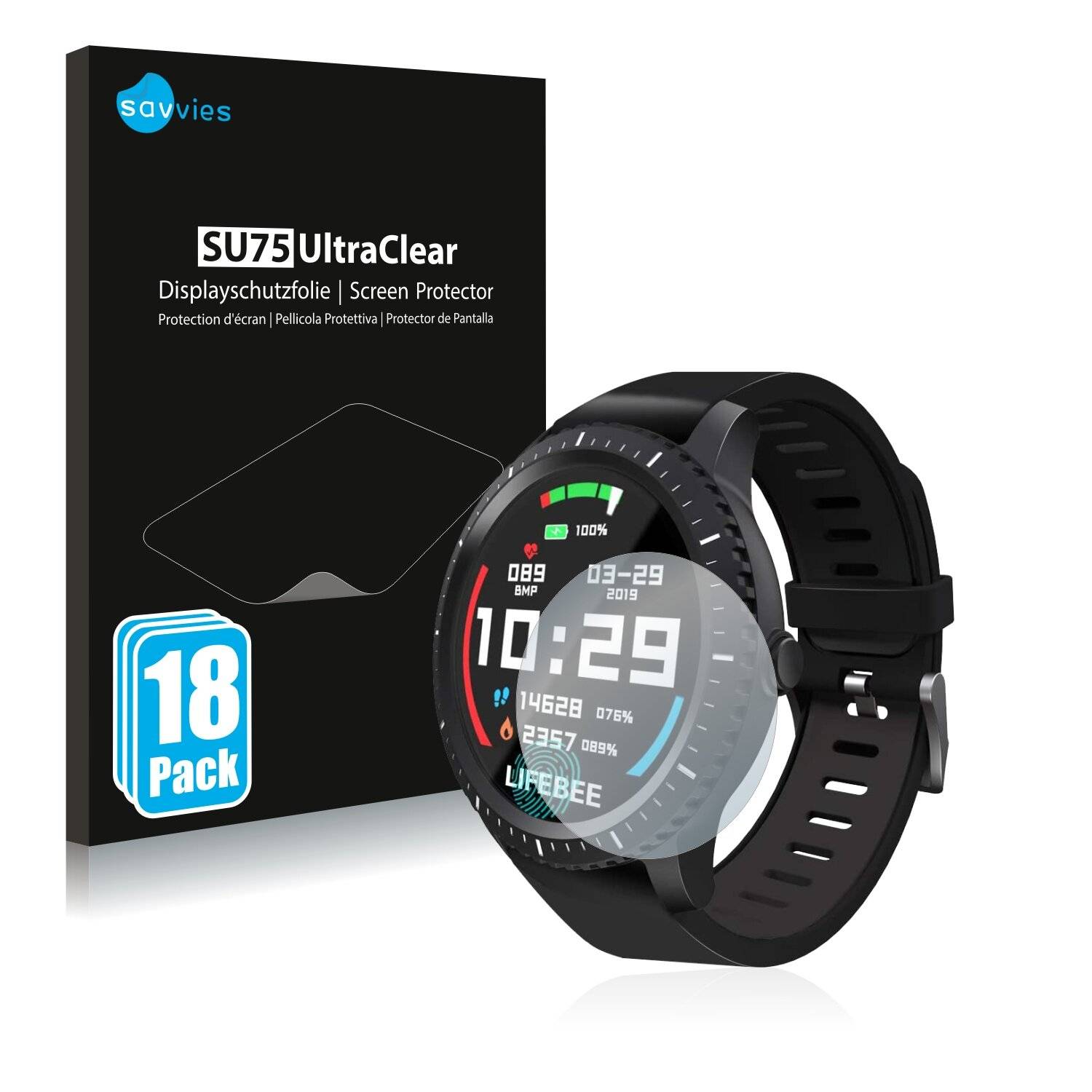 18x Savvies SU75 Displayschutzfolie für Lifebee Watch
