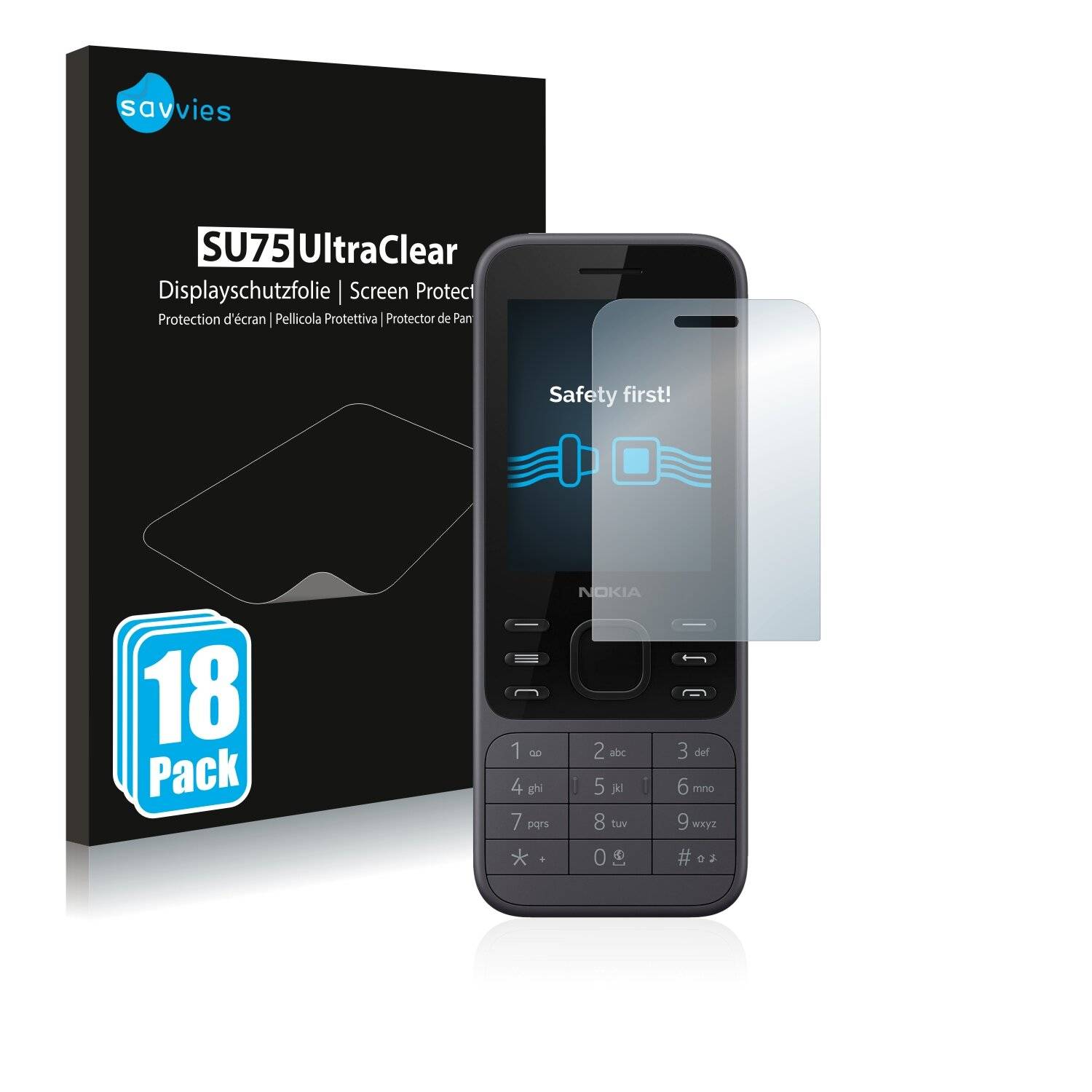 18x Savvies SU75 Displayschutzfolie für Nokia 6300