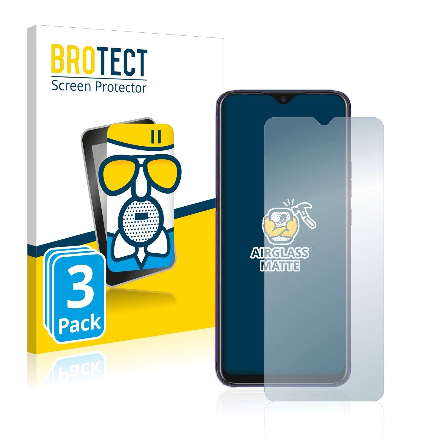 3x BROTECT AirGlass Matte Schutzglas Folie für Tecno Spark Power