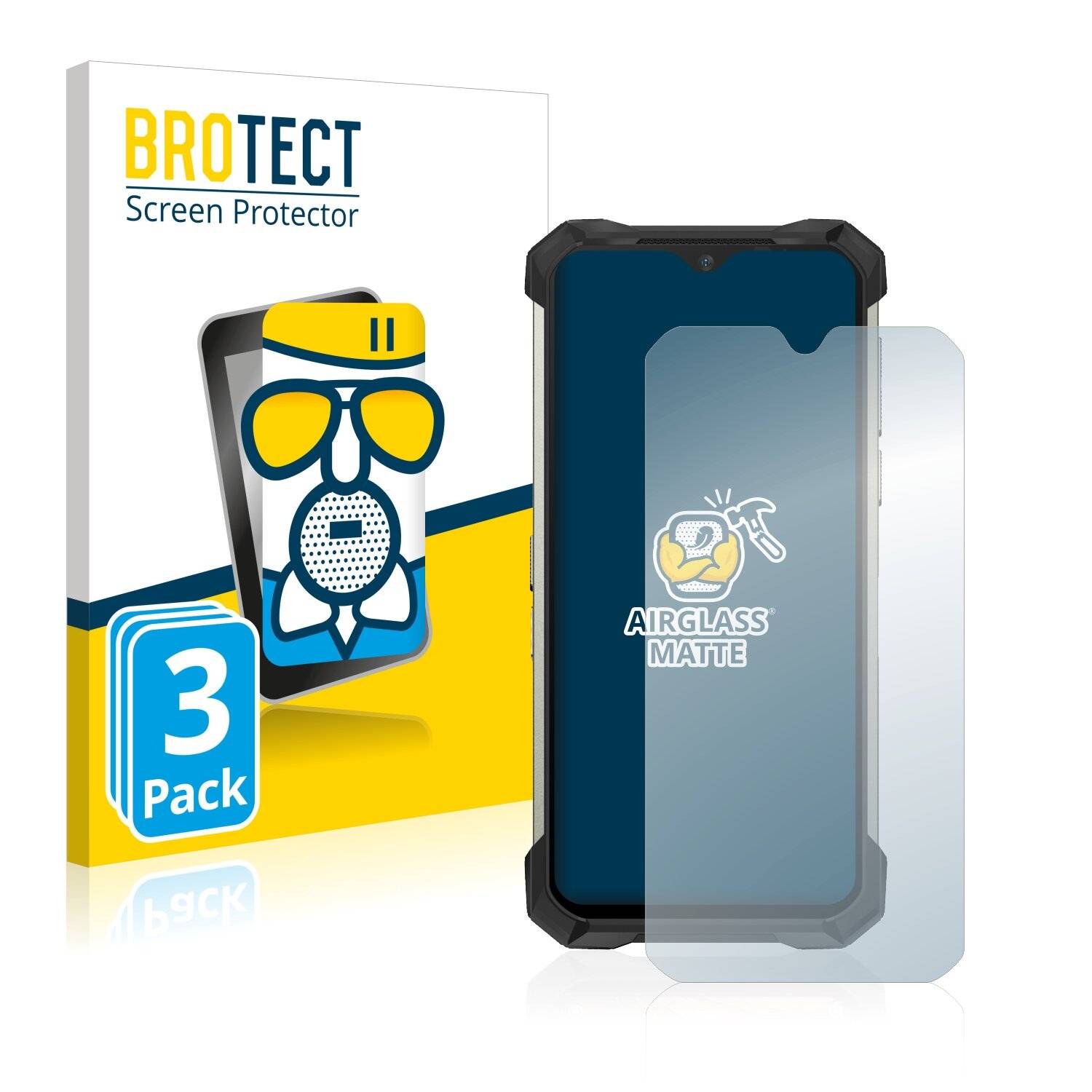 3x BROTECT AirGlass Matte Schutzglas Folie für Doogee S88