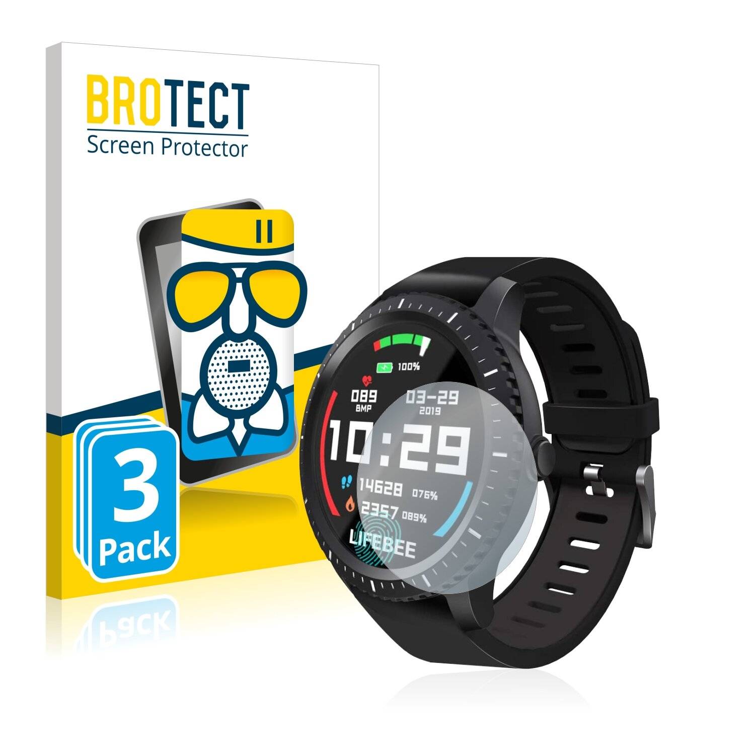 3x BROTECT AirGlass Matte Schutzglas Folie für Lifebee Watch
