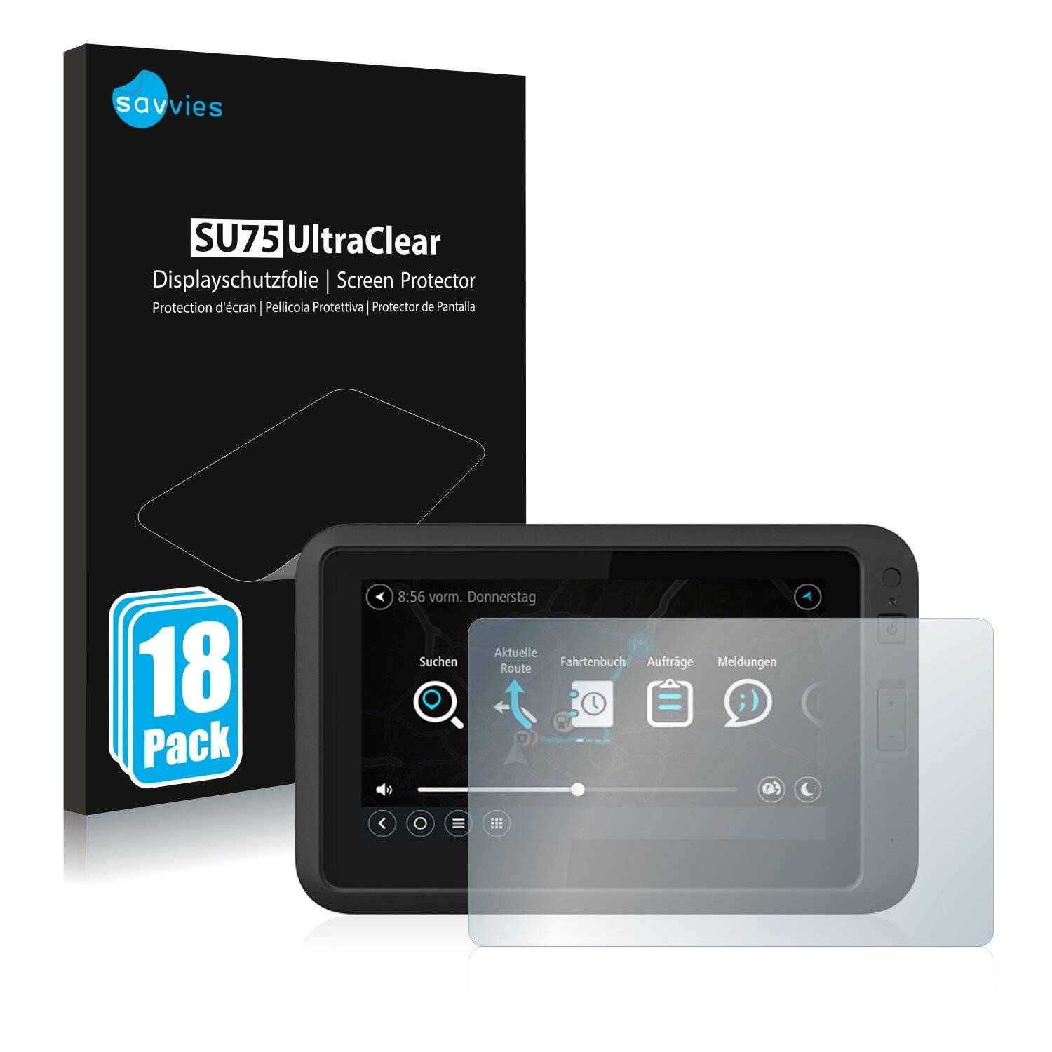 18x Savvies SU75 Displayschutzfolie für TomTom Pro