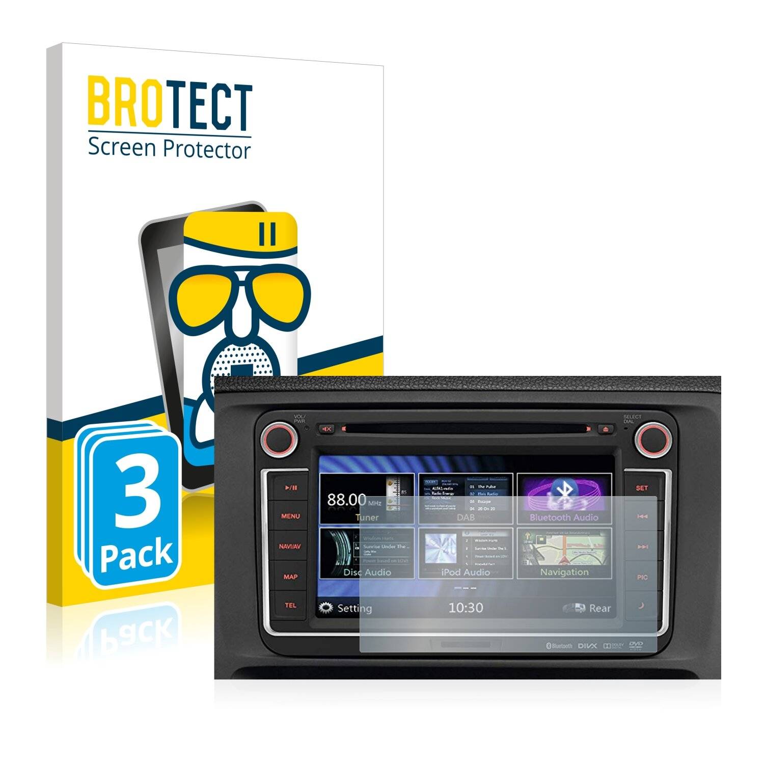 3x BROTECT AirGlass Matte Schutzglas Folie für Volkswagen Golf Cross RMT