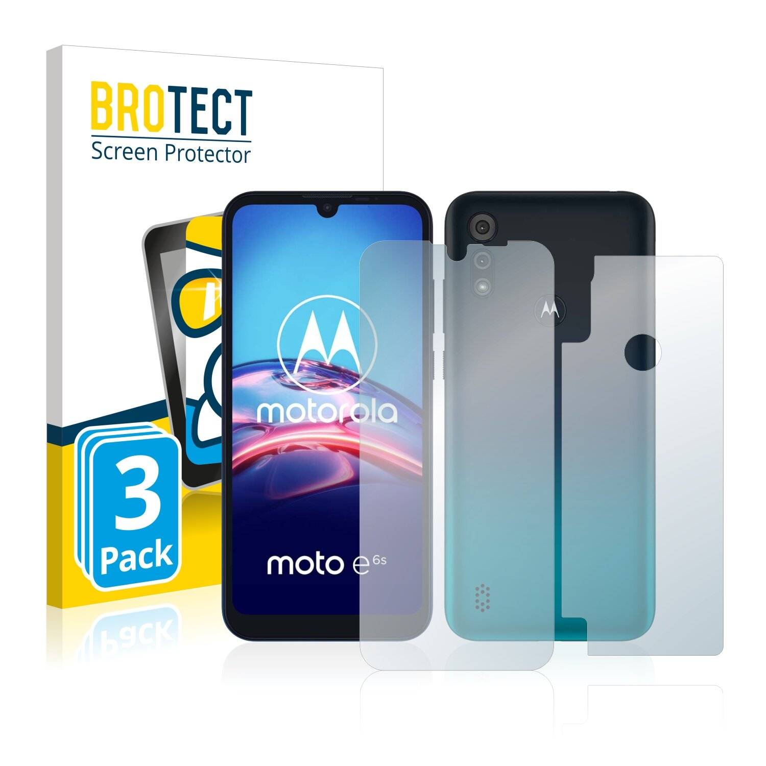3x BROTECT AirGlass Schutzglas Folie für Motorola Moto E6s (Vorder +